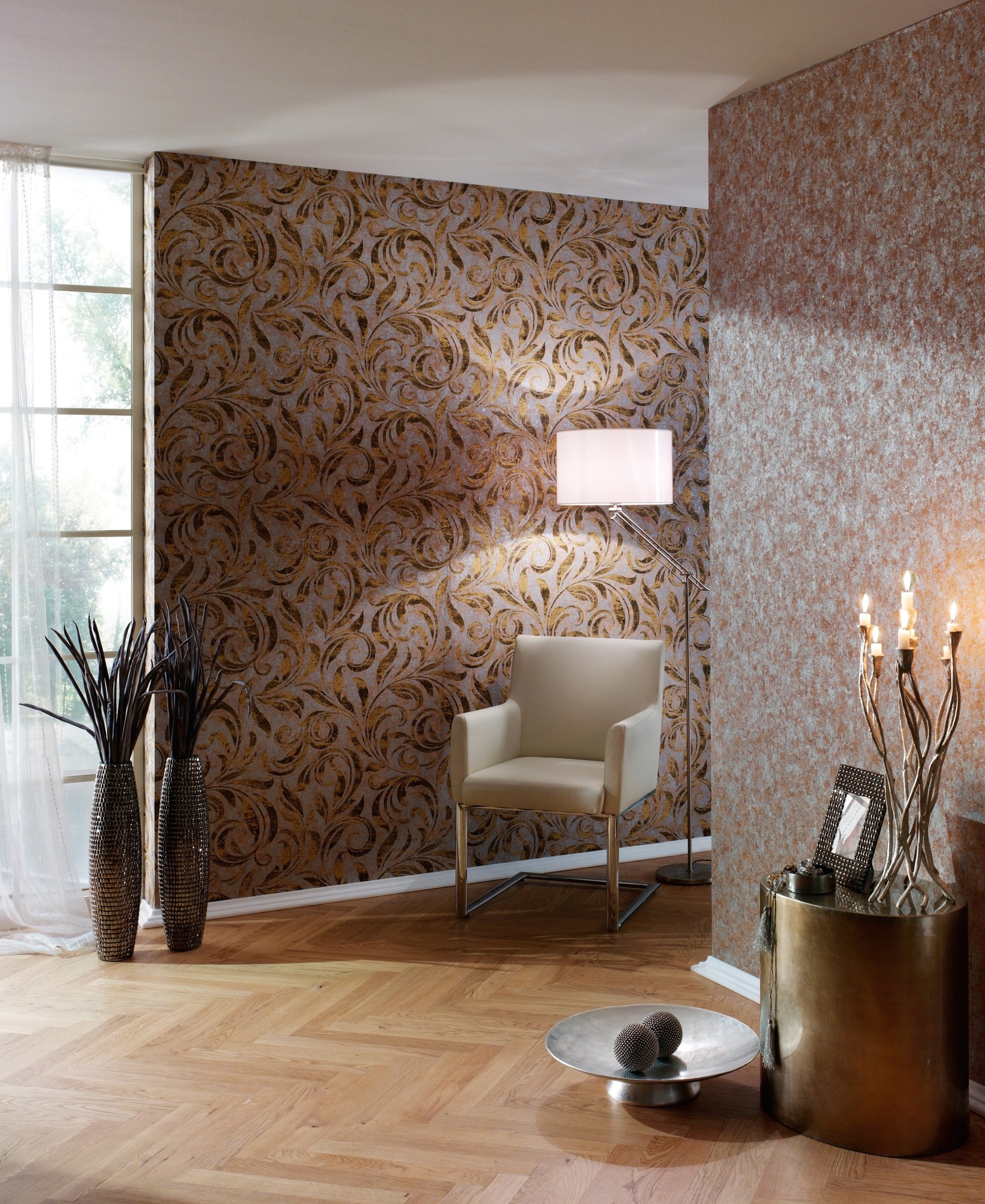 Architects Paper Vliestapete »Nobile«, botanisch-floral, Barock Tapete Uni
