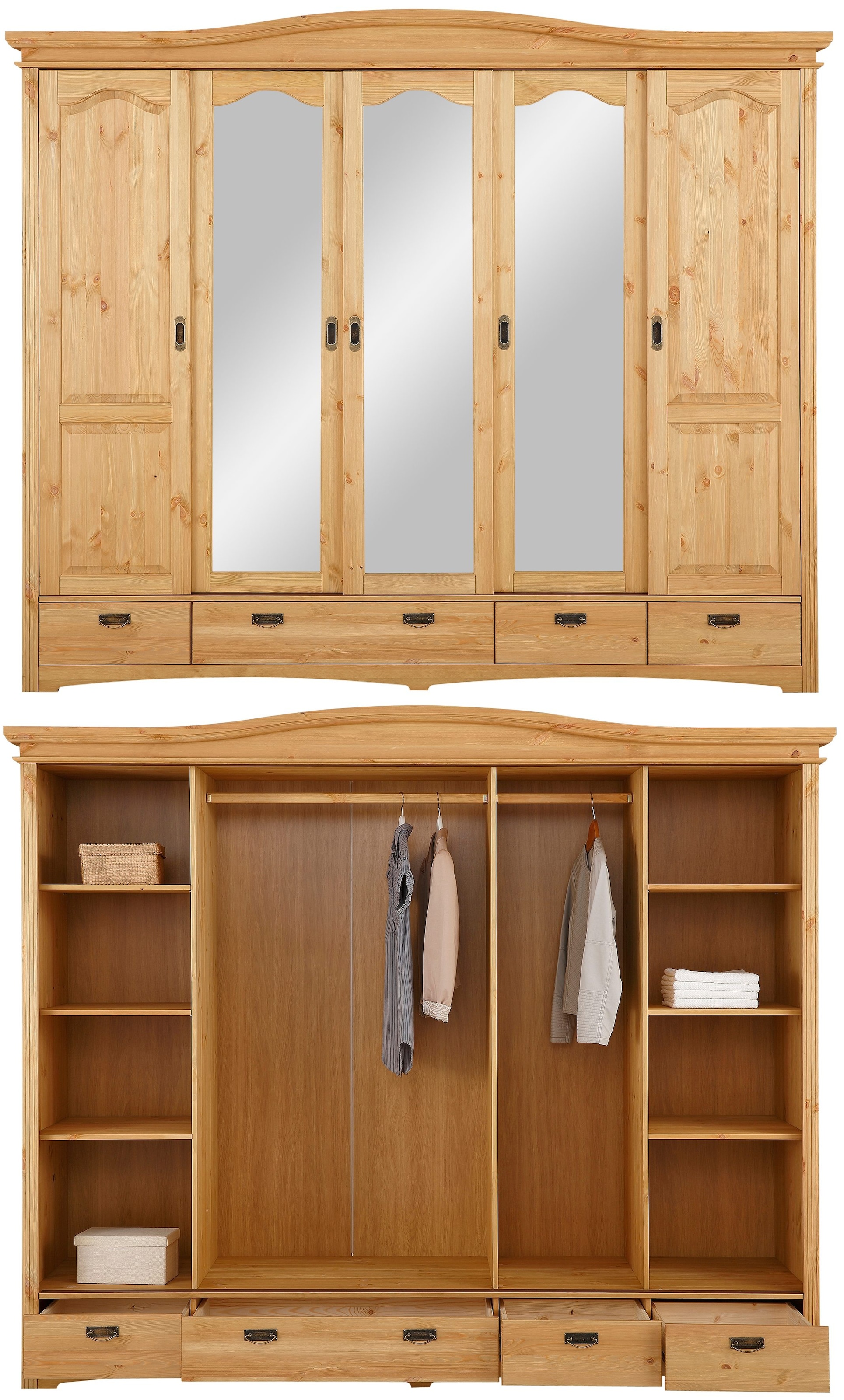 Home affaire Schlafzimmer-Set »Konrad«, (Set, 4 St.), mit 5-trg.  Kleiderschrank, Bett 180/200 cm und 2 Nachttischen | BAUR