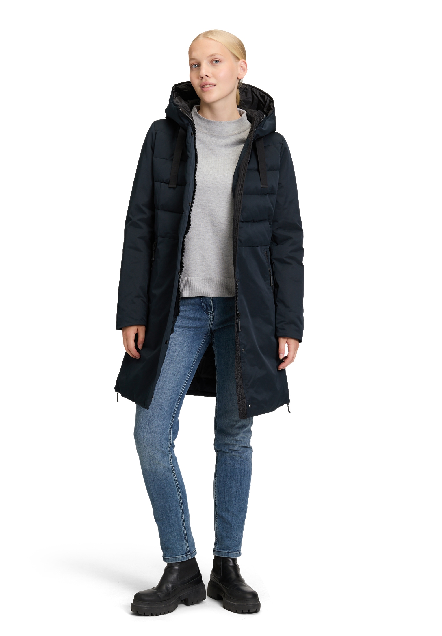 Amber & June Winterjacke »Amber & June Damen Winterjacke Kunstdaune«, mit Kapuze