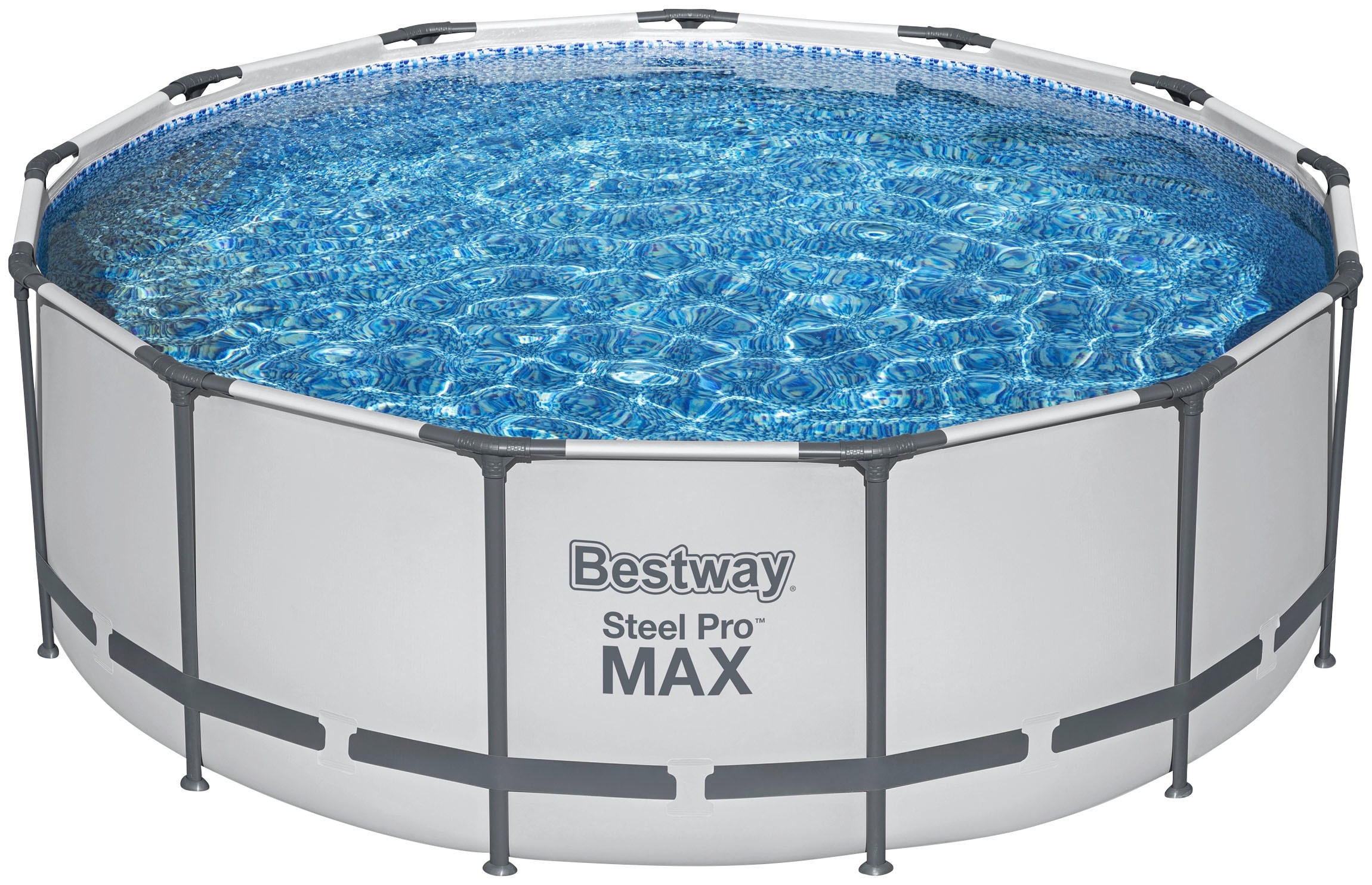 Bestway Framepool »Steel Pro MAX™«, (Komplett-Set), 5-tlg. Frame Pool mit Filterpumpe Ø 396x122 cm, lichtgrau