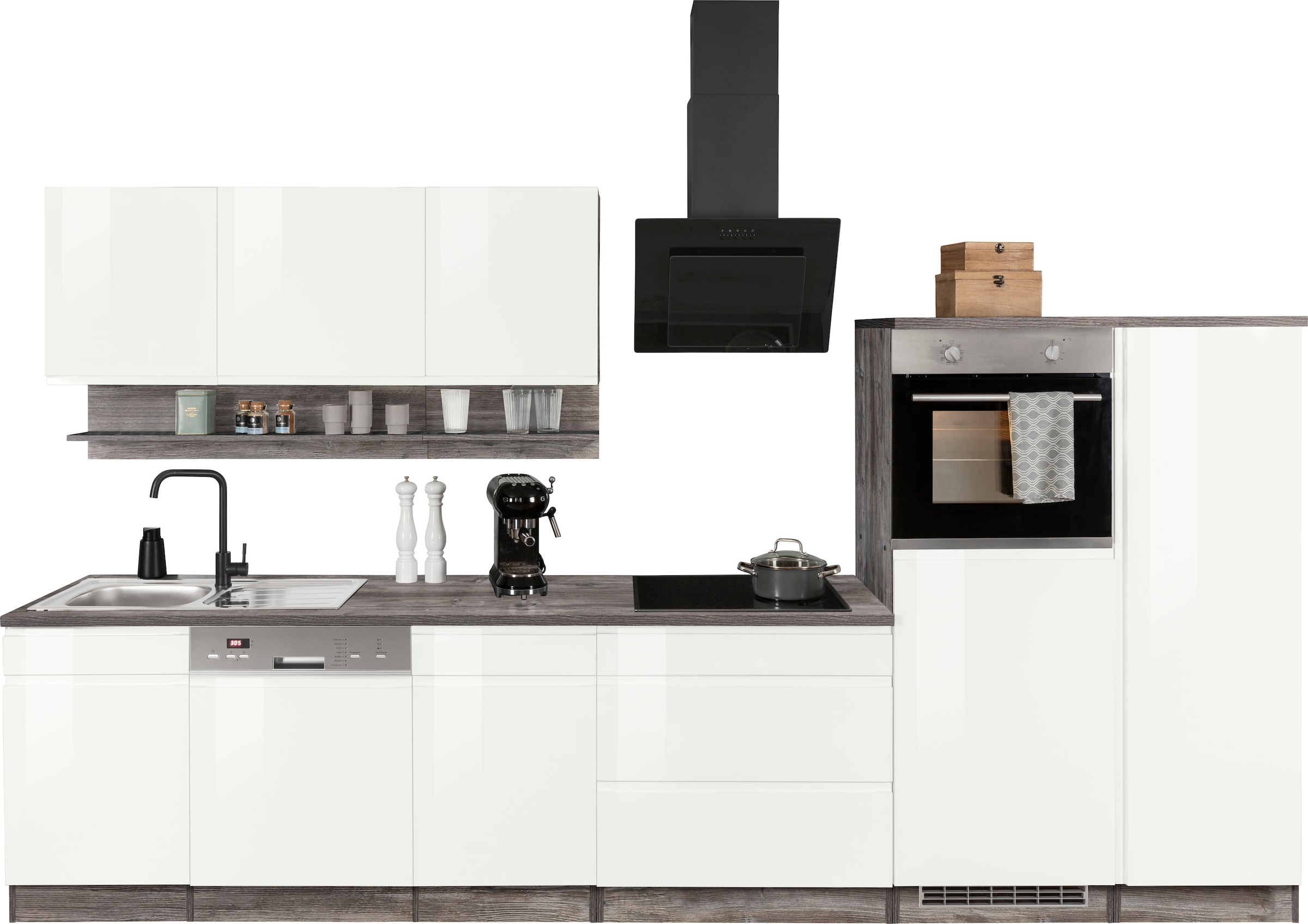HELD MÖBEL Küchenzeile "Virginia", Breite 350 cm, wahlweise mit Induktion günstig online kaufen