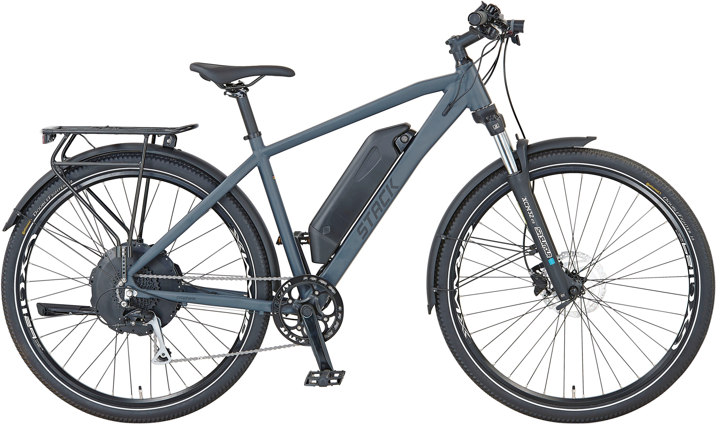 Prophete E-Bike "Stack 2.0", 9 Gang, Shimano, Heckmotor 250 W, Pedelec, Elektrofahrrad für Damen u. Herren, MTB