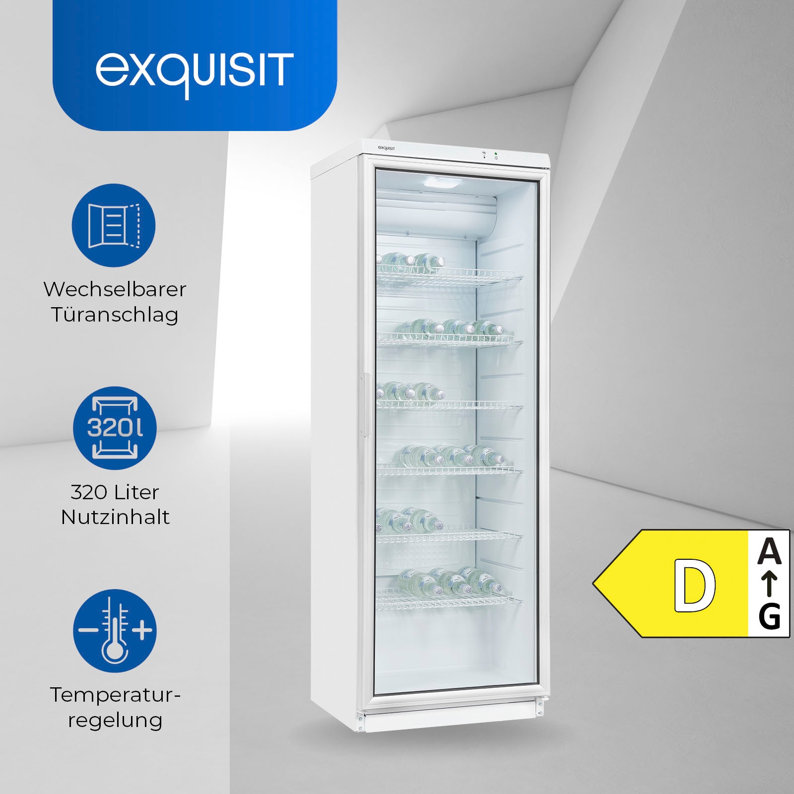 exquisit Getränkekühlschrank »GKS350-1-GT-280D«, GKS350-1-GT-280D weiss,  173 cm hoch, 60 cm breit | BAUR