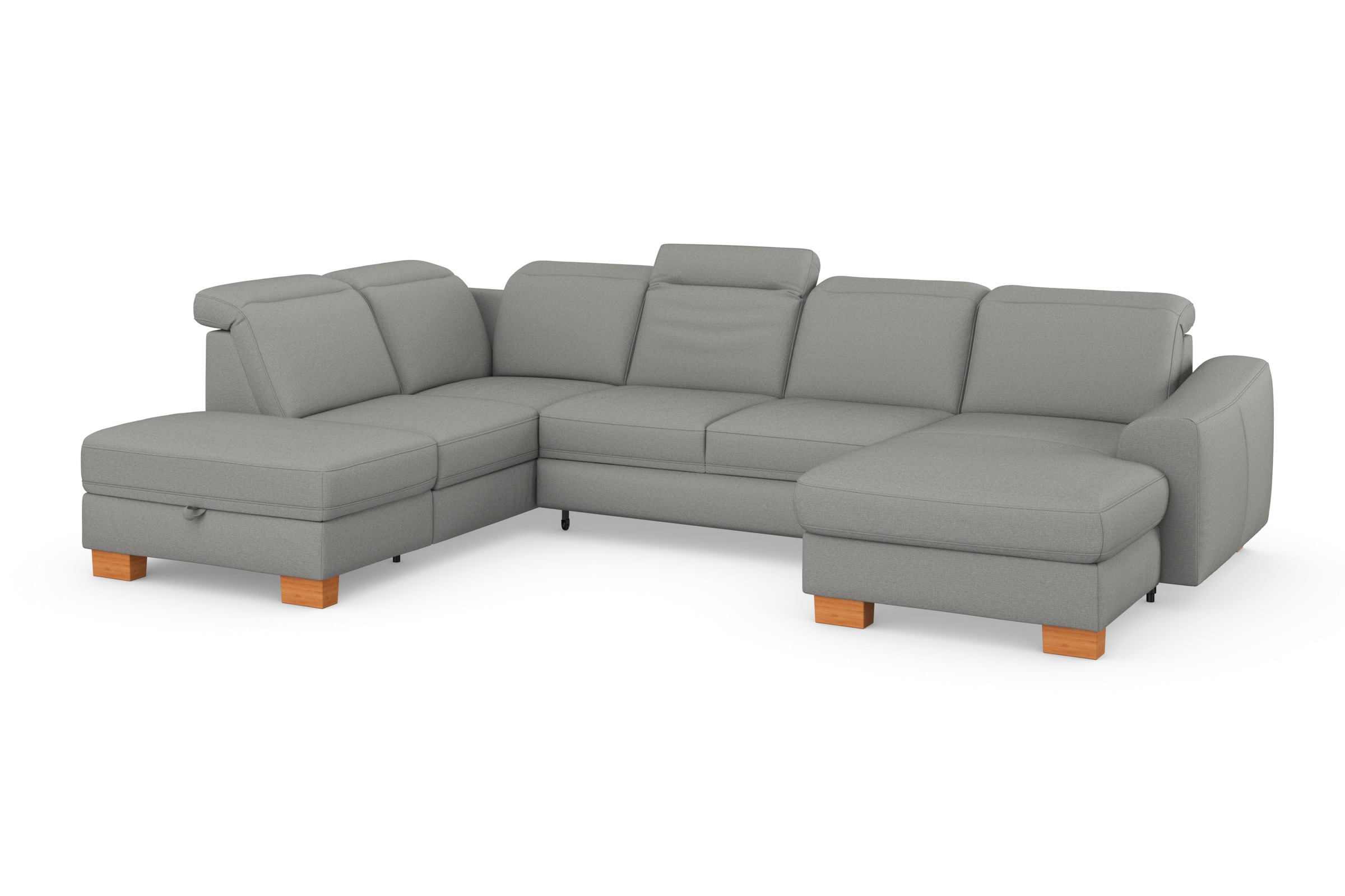 sit&more Wohnlandschaft »Dundee U-Form«, mit Federkern und Massivholzfüßen, wahlweise mit Kopfteilverstellung