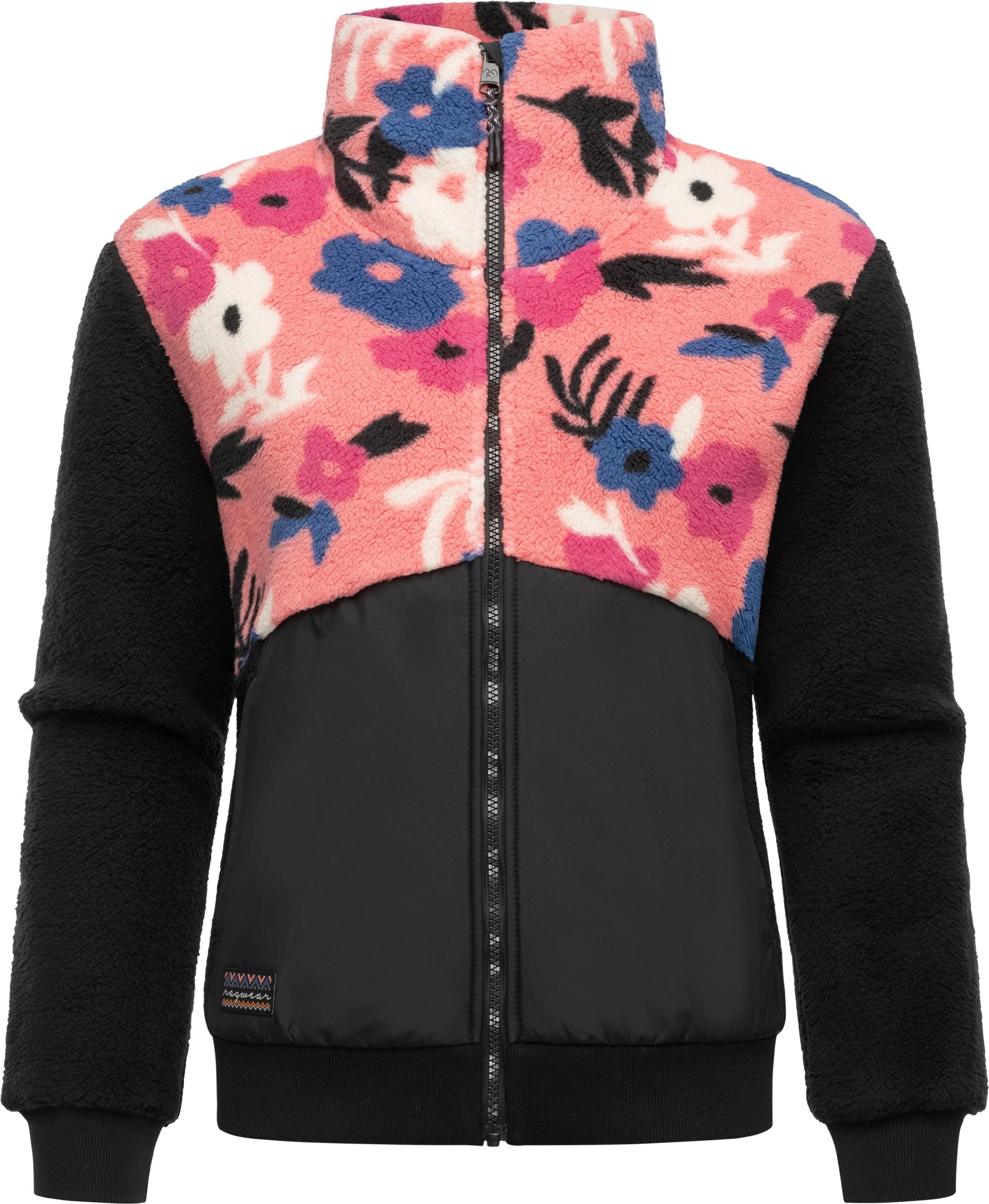 Ragwear Fleecejacke "Madaras Flower", ohne Kapuze, Flauschige Damen Übergangsjacke aus Teddyfleece