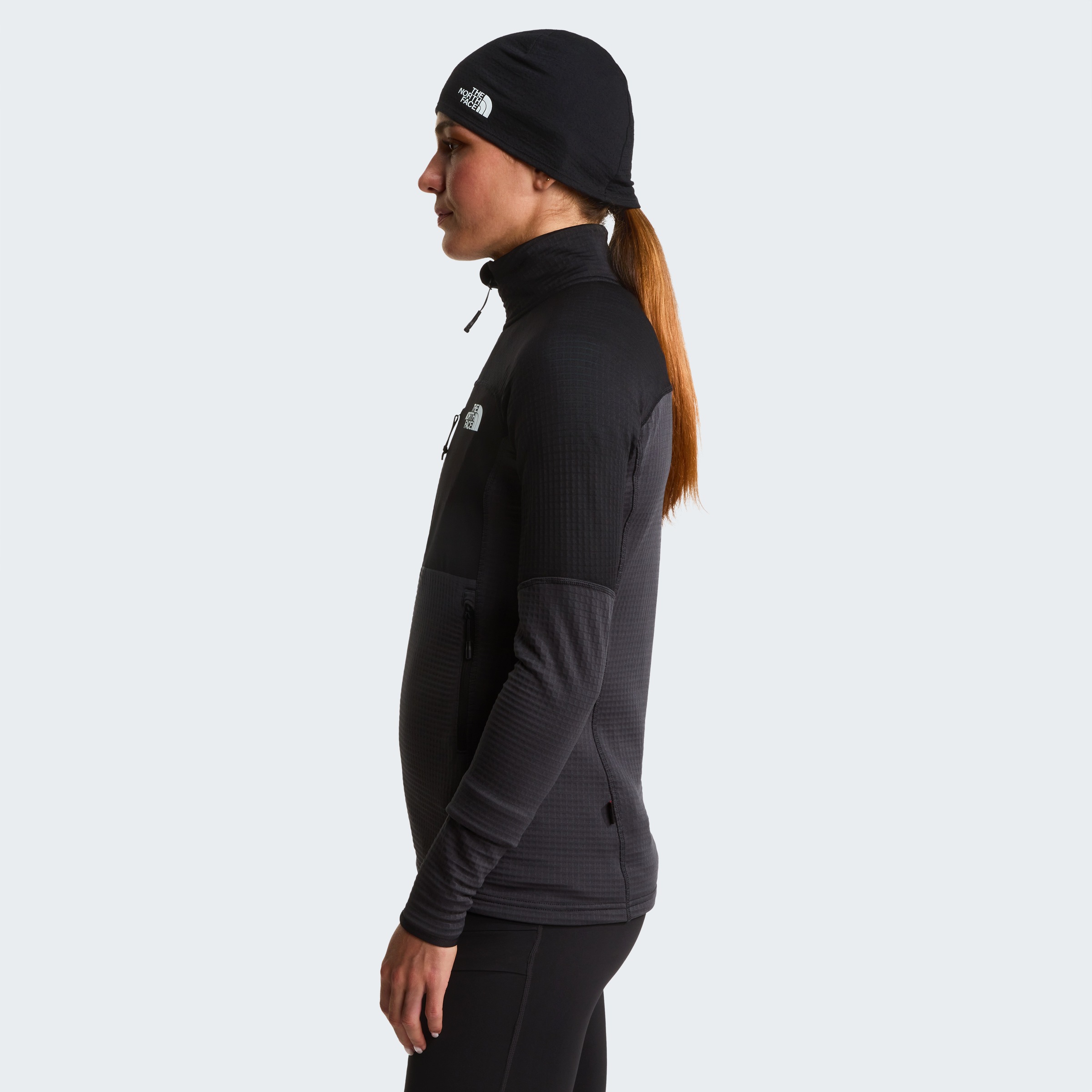 Fleecejacke THE NORTH FACE "W POLARTEC POWERGRID STORMGAP JACKET", Damen, Gr. S, asphalt grau, tnf schwarz, Obermaterial: 93% Polyester, 7% Elasthan, Jacken Fleecejacke, für Erwachsene, für Outdoor-Aktivitäten, sportlicher Stil 2