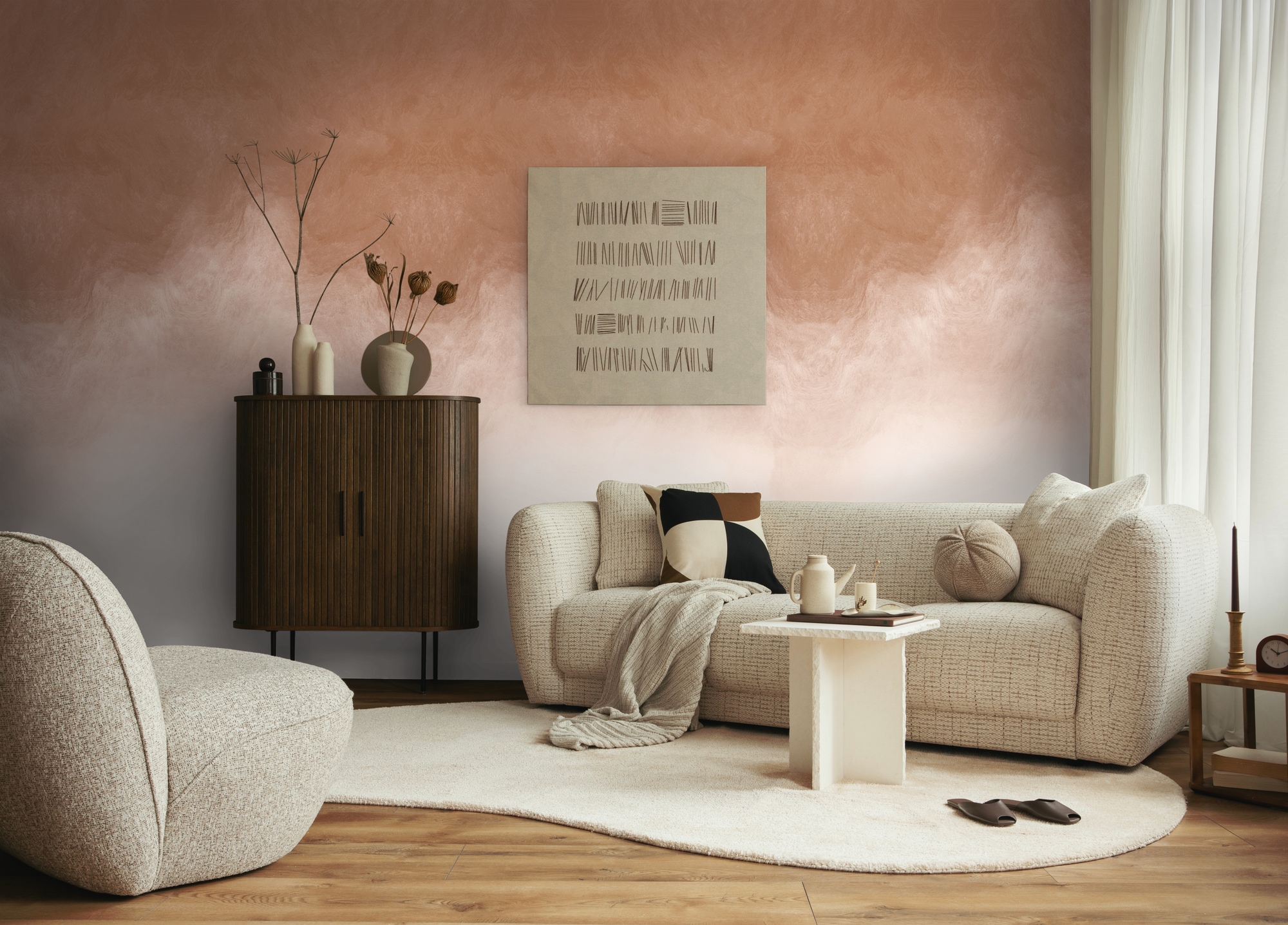 living walls Vliestapete »Vibes & Styles Caldera – Soft Gradient Fototapete« Kunst leicht strukturiert Sanfter Farbverlauf im Aquarellstil mit weicher, moderner Ausstrahlung