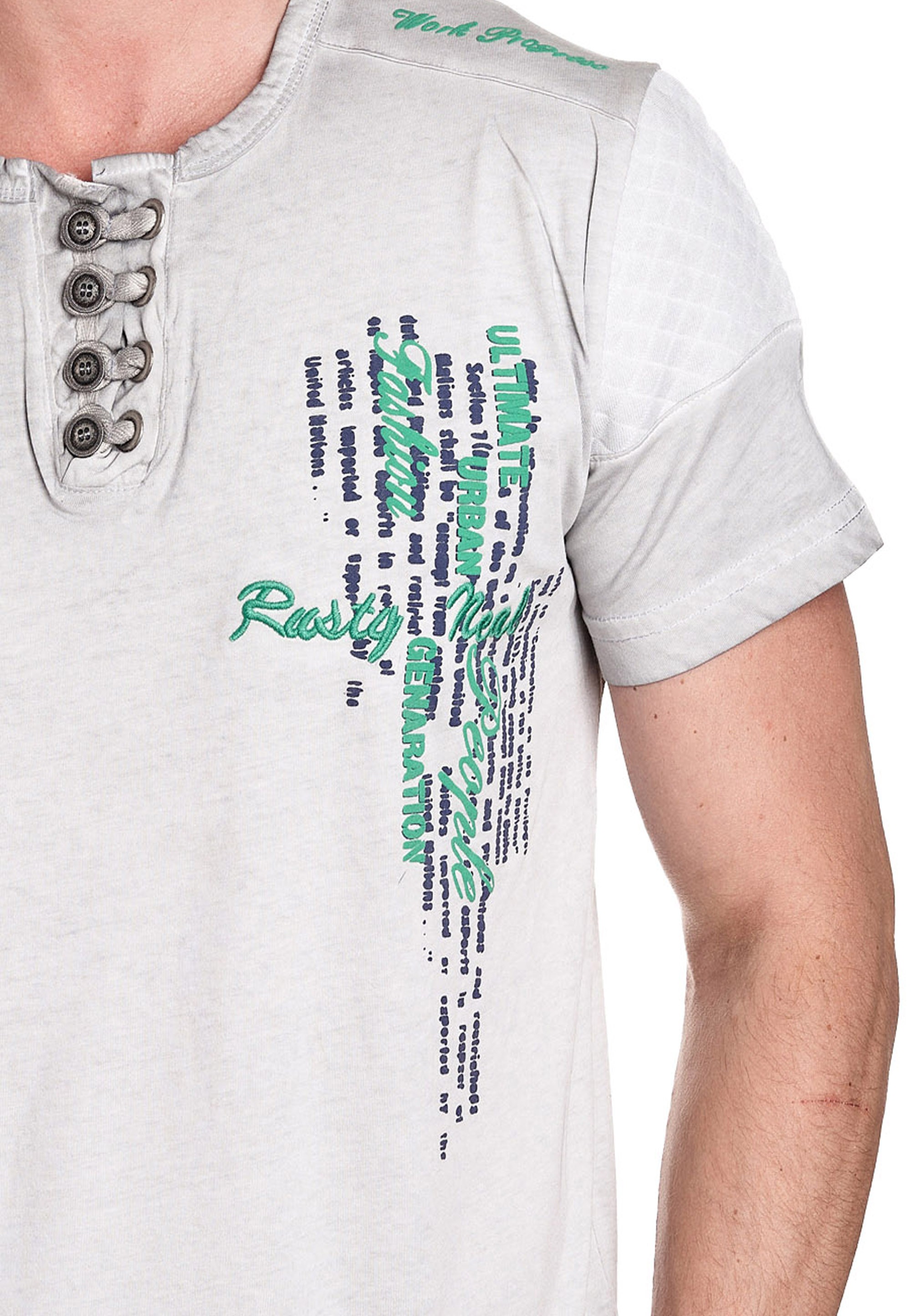 Rusty Neal T-Shirt, mit schicker Knopfleiste