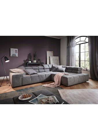 Ecksofa »Ancona incl. Kopfteilverstellung, Zierkissen Breite 319cm, L-Form«