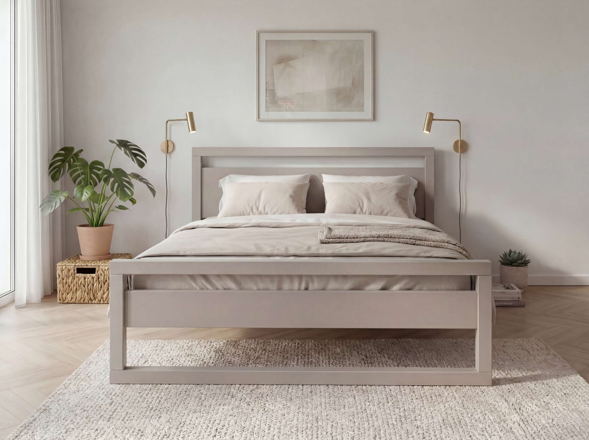 OTTO home Massivholzbett »Wellow , Kaschmir-Beige-Beige, Kiefer, inklusive Lattenrost« Liegefläche 140x200 cm,  nordisch-modern, bis 180 kg belastbar, FSC® & Made in Europe