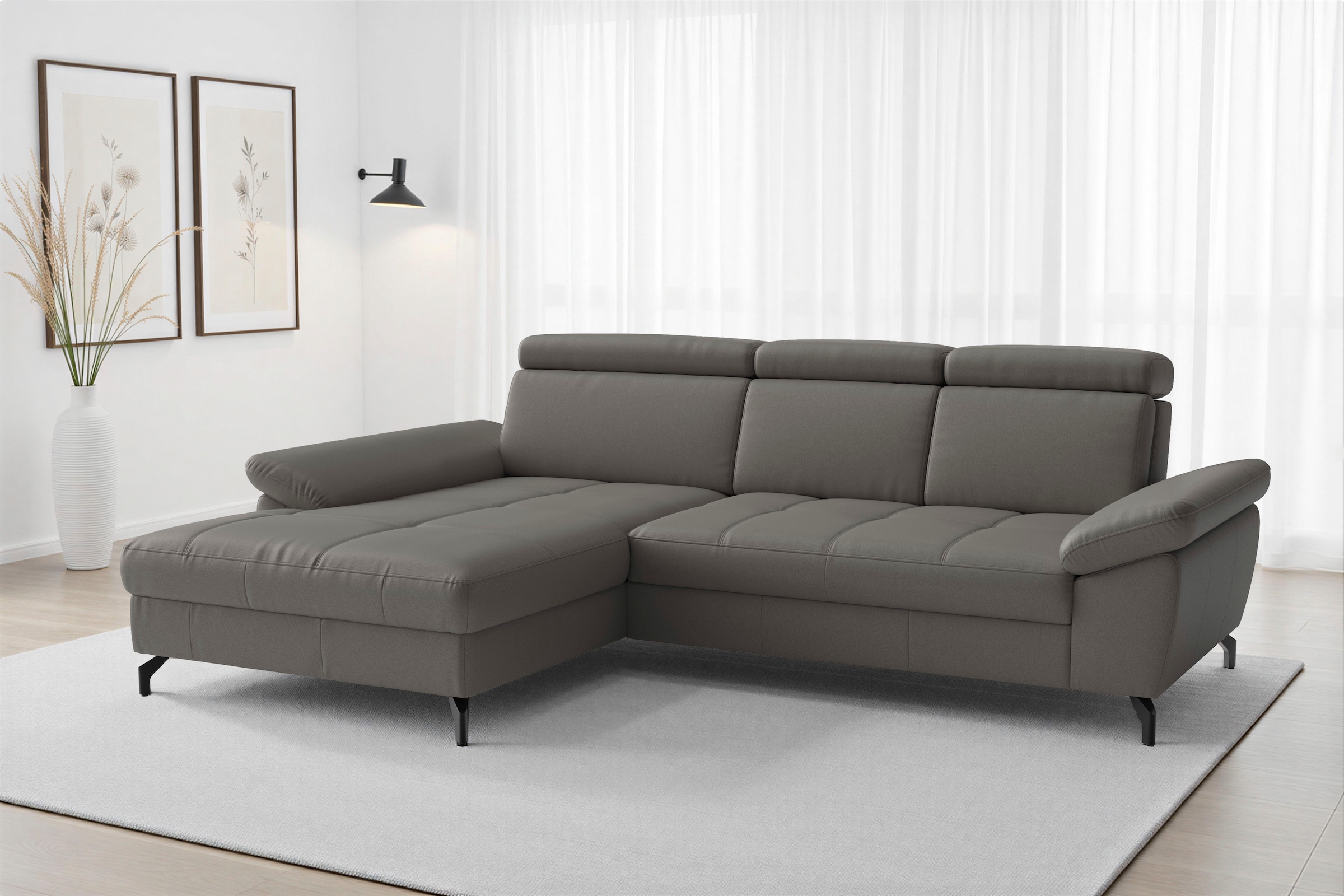 sit&more "Vanity L-Form, Leder, B: 264 cm, mit Sitz-, Kopf u. Armteilverstellung" Couch optional mit Schlaffunktion & Bettkasten, in Leder