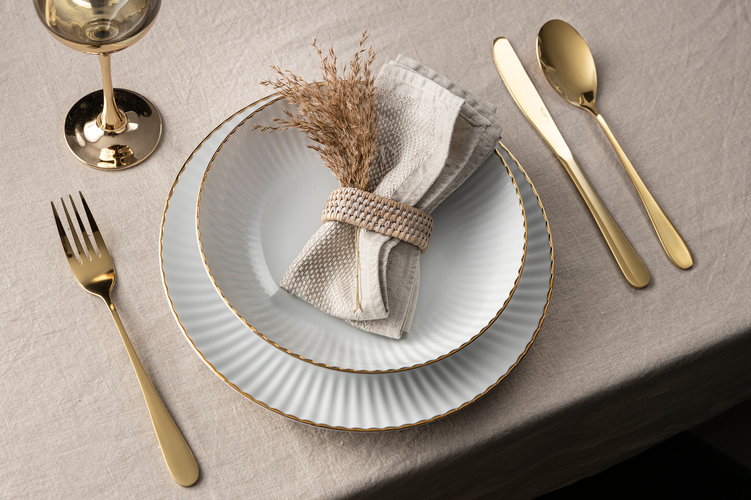 my home Tafelservice "Teller Set, Geschirr-Set Elisetta" Goldband, Made in günstig online kaufen