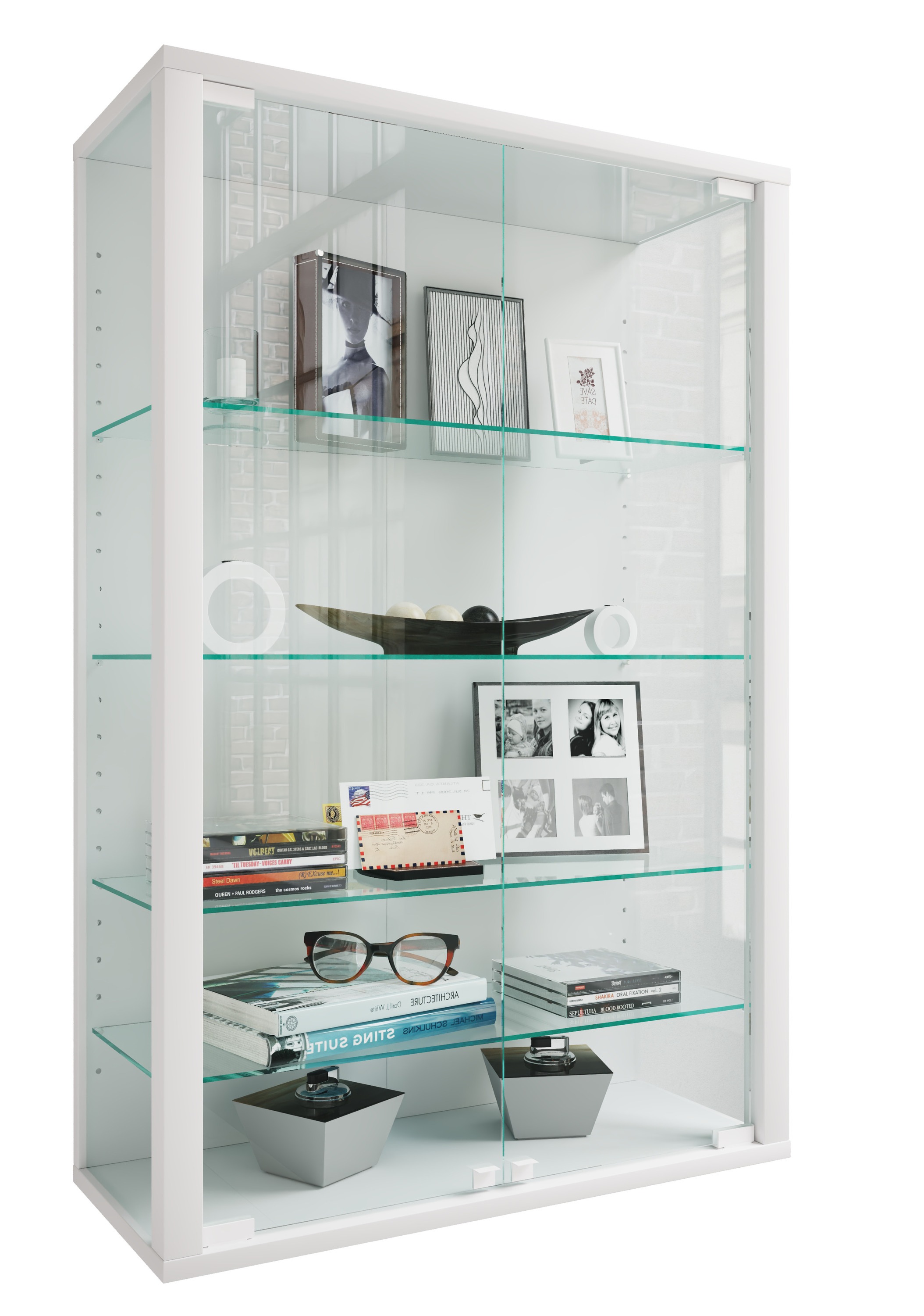 VCM Wandregal "Wandvitrine Hängevitrine Glasvitrine Glas Udina L" 1 Stk. tlg.