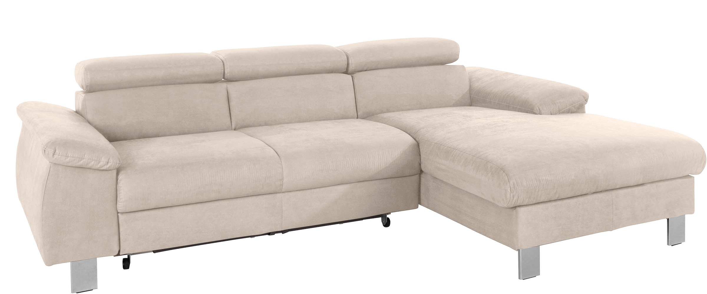 COTTA Ecksofa »Komaris L-Form, B: 244 cm« mit Kopfteilverstellung, optional Schlaffunktion, Bettkasten & Licht
