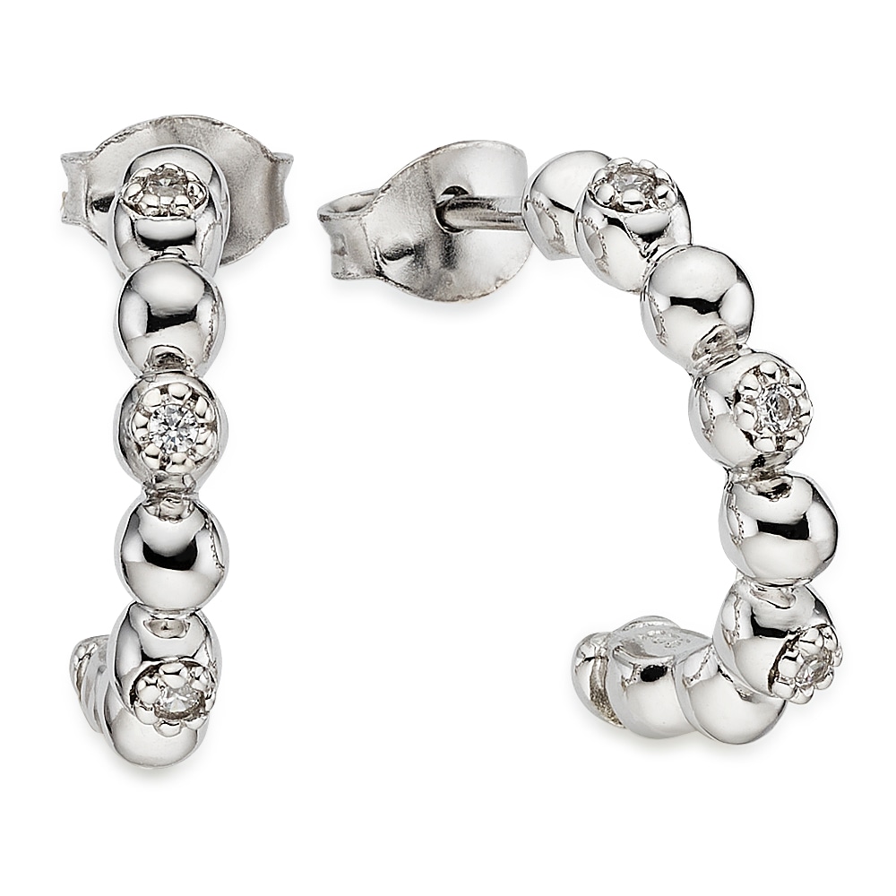 Paar Creolen BRUNO BANANI "Schmuck Geschenk Silbersteckcreolen", silberfarben, kristallweiß, kristallweiß, Ohrringe, Damen, 15,4mm, Silber 925 (Sterlingsilber), mit Zirkonia (synth.)
