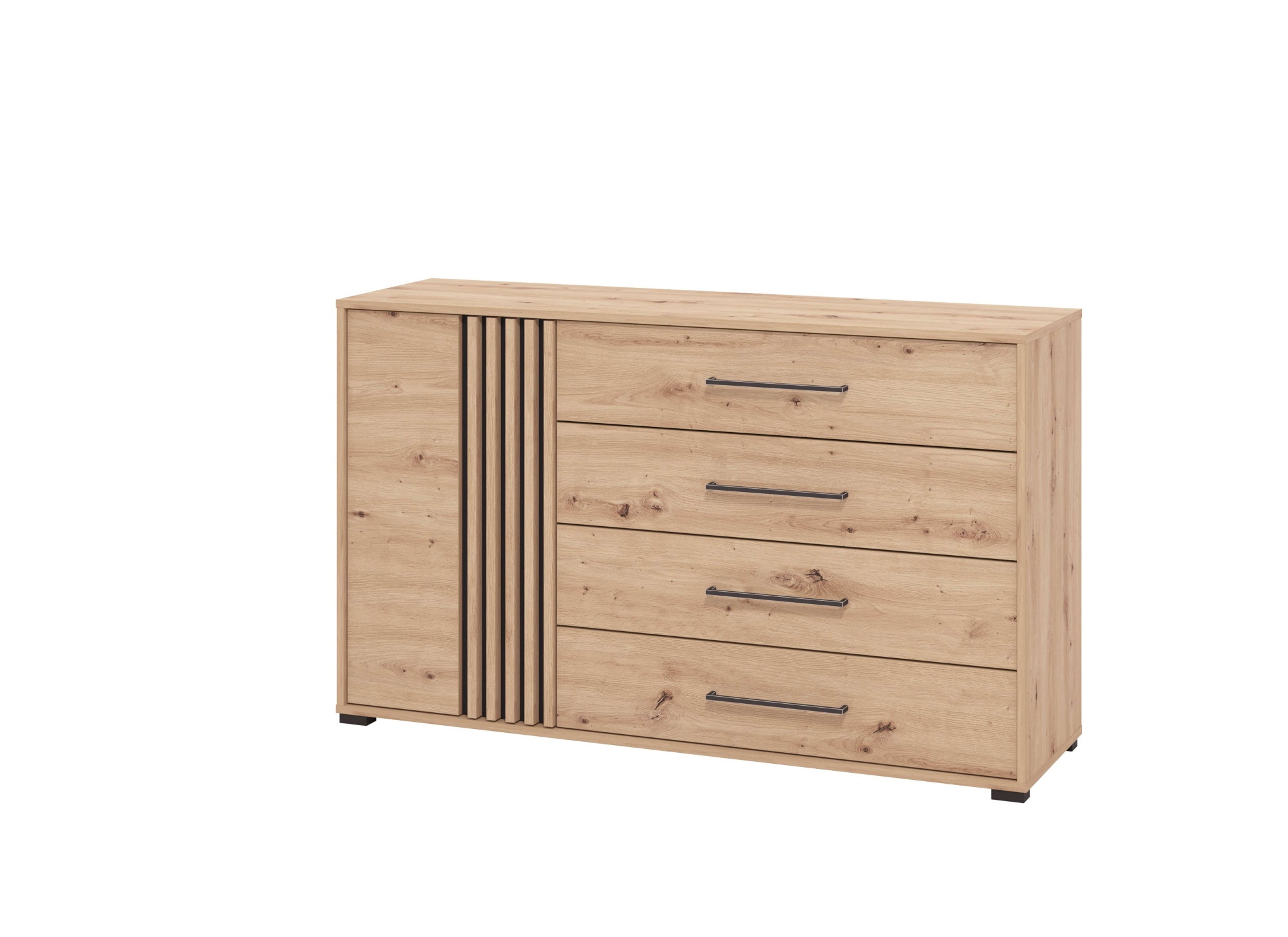 Home affaire Kommode "Ascalon Sideboard, Breite 138 oder 93 cm, mit ABS Schutzkanten" 3D Optik durch Lamellen/ Paneele, FSC-zertifizierter Holzwerkstoff