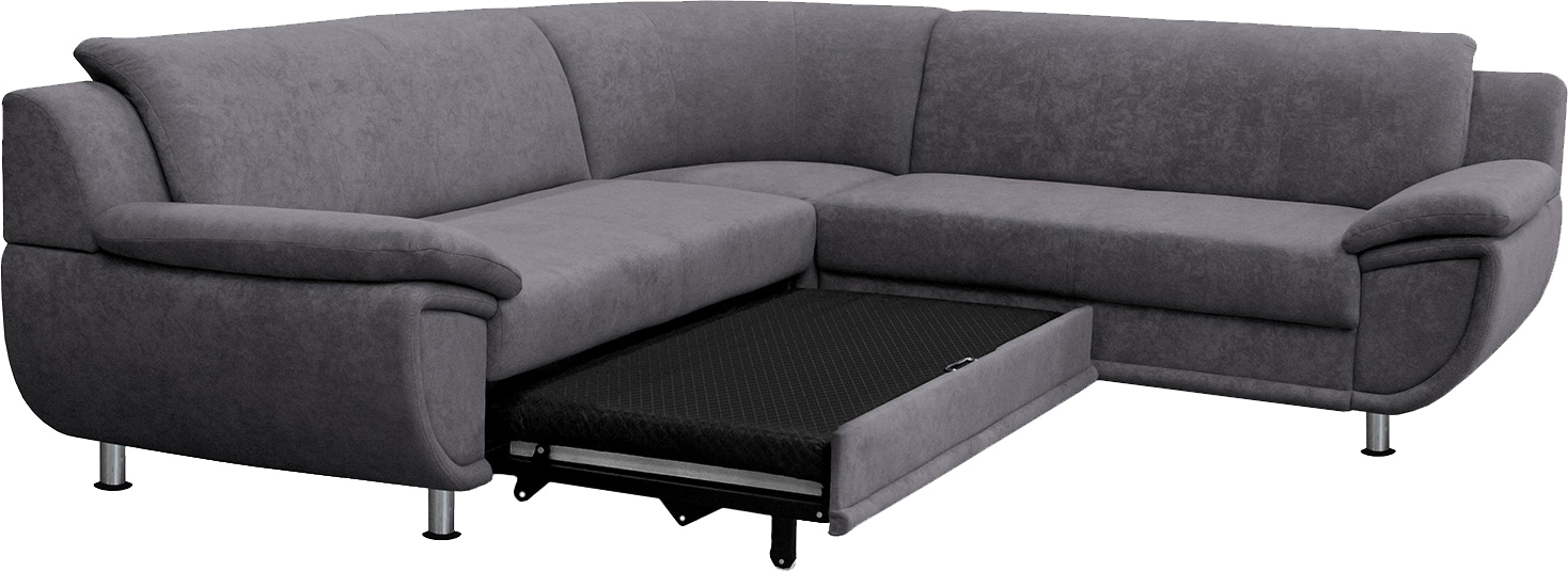 TRENDMANUFAKTUR Ecksofa »Rondo wahlweise mit Schlaffunktion, 267x247 cm (BxT), breite Armlehnen«, L-Form, wahlweise mit Federkern bestellbar, Füße chromfarben