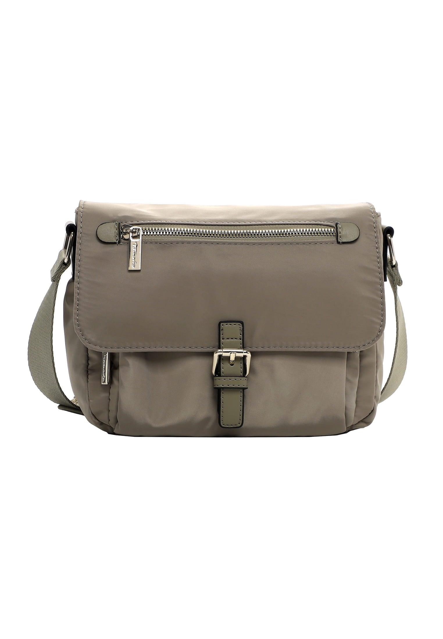 Umhängetasche TAMARIS "Umhängetasche TAS Khiria", Damen, Gr. B/H/T: 24cm x 17cm x 11cm 0, grün (khaki 910), Polyester, Taschen Umhängetasche