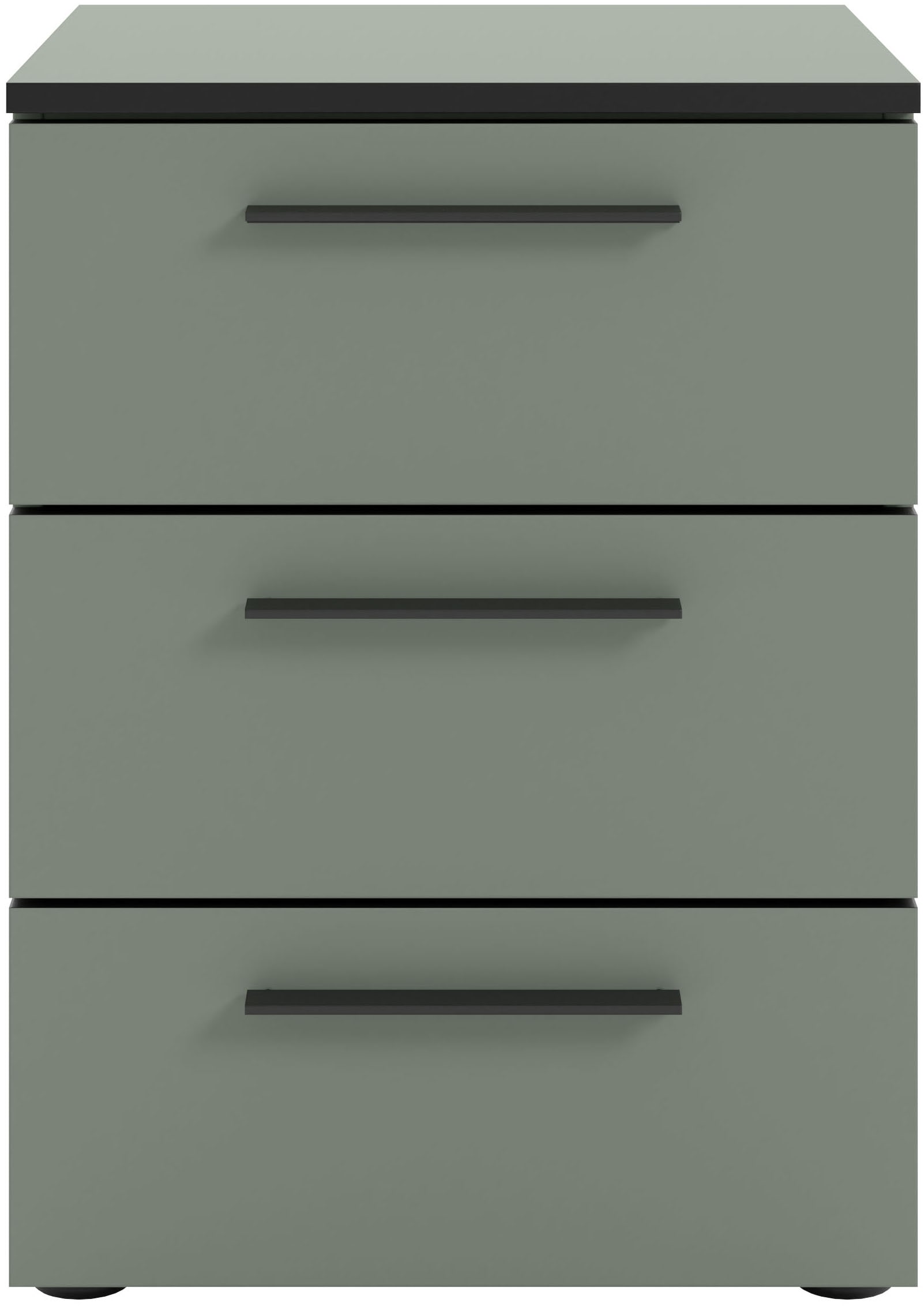 Manjana Möbel Nachtkommode "mit Schwarz matten Metallgriffen" mit Soft-Clos günstig online kaufen