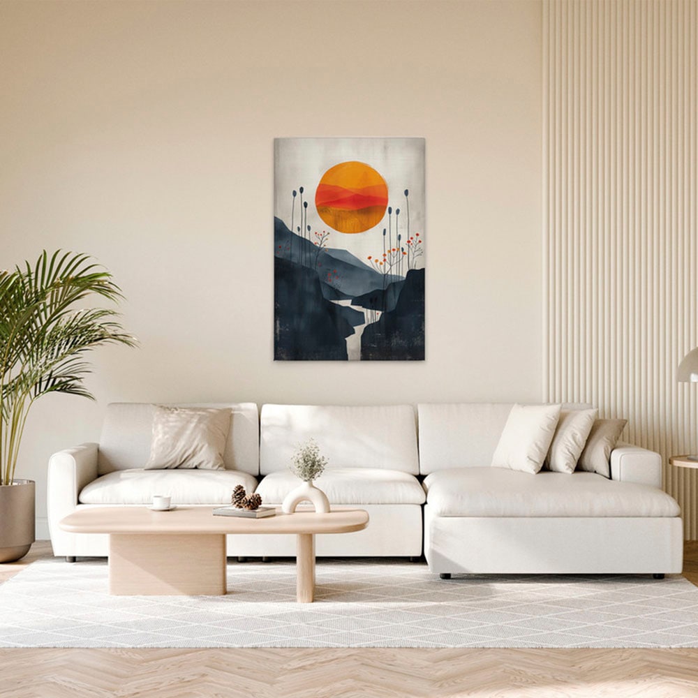 A.S. Création Leinwandbild "Skandi Sunset - Wandbild Orange Blau Keilrahmen günstig online kaufen