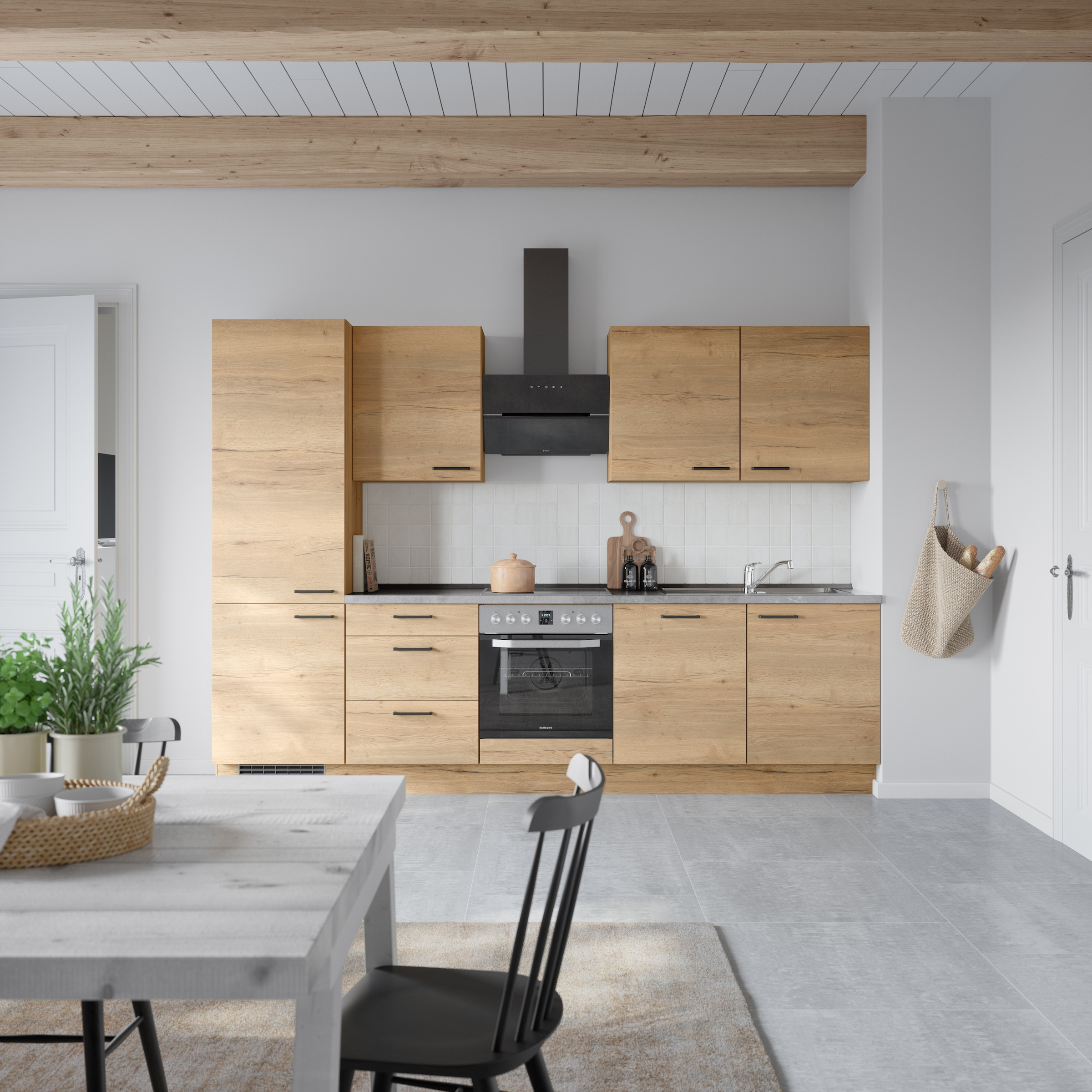 nobilia® Küchenzeile »"Structura II"«, vormontiert, Ausrichtung wählbar, Breite 300 cm, wahlw. mit E-Geräten