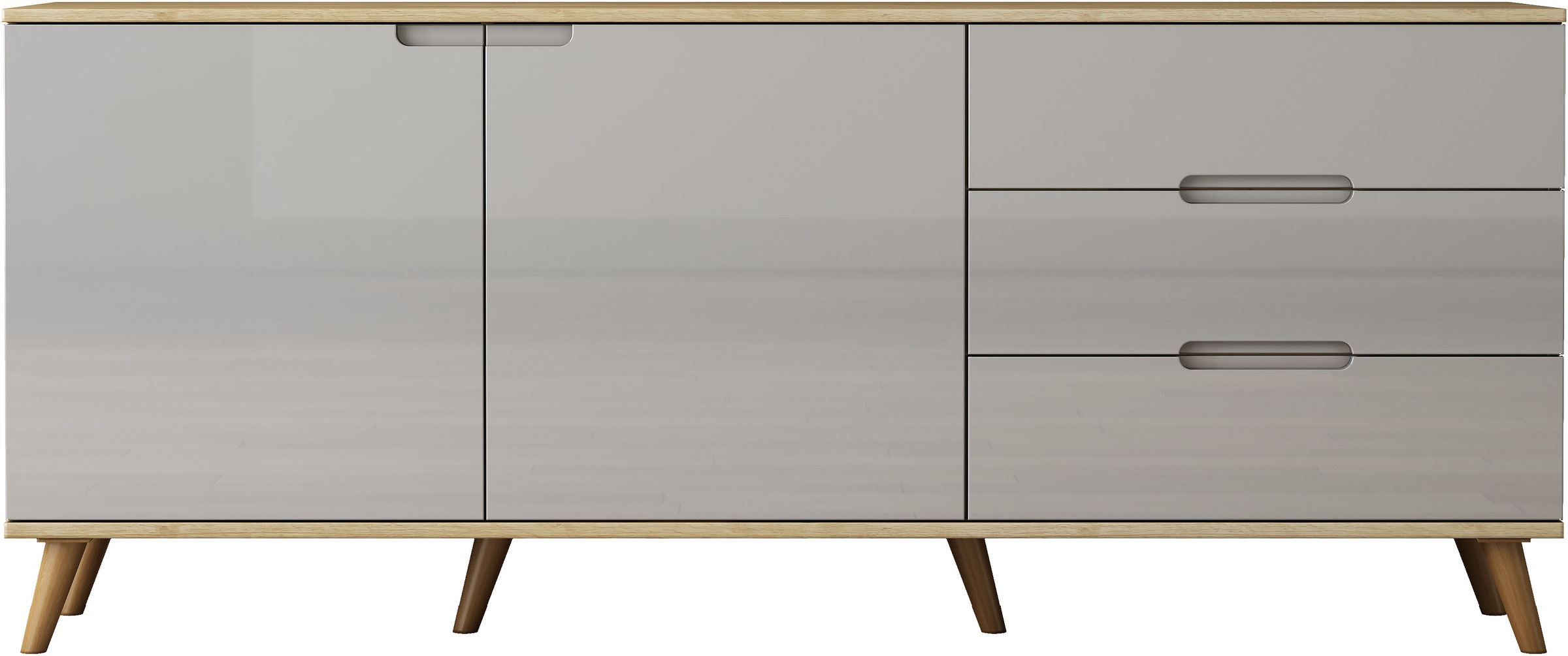 OTTO home Sideboard "Lund" mit glänzenden Fronten, Griffmulden, helles Holz günstig online kaufen