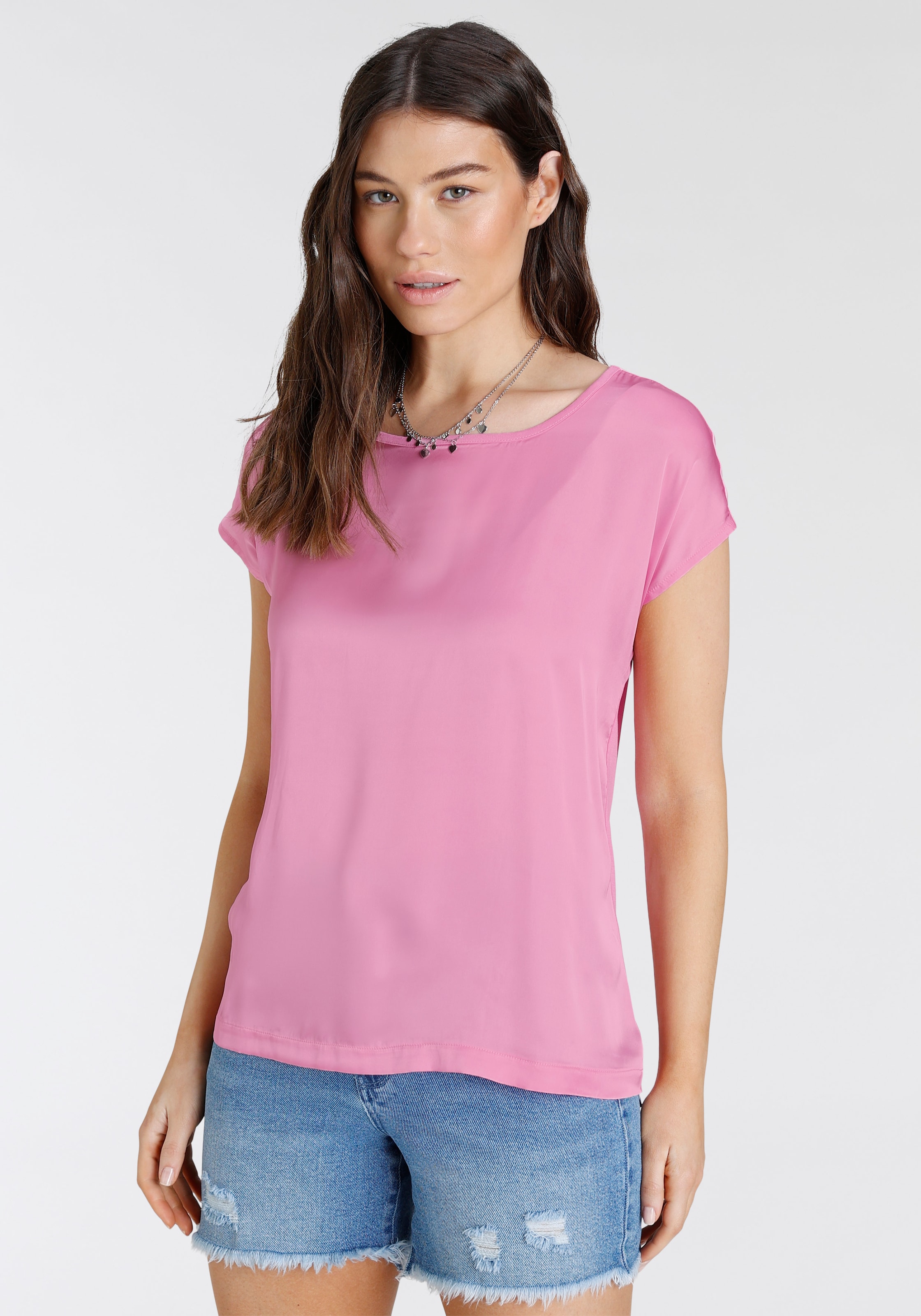 Laura Scott Shirtbluse, aus Satin und Jersey