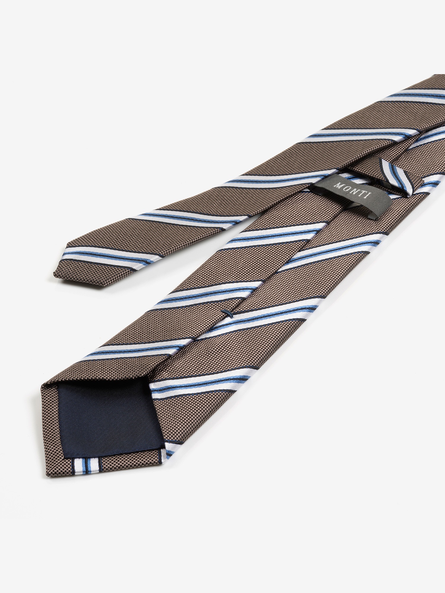 Thumbnail - MONTI Krawatte "THOMA" aus reiner Seide – mit klassischem Streifen-Dessin und Twill-Struktur