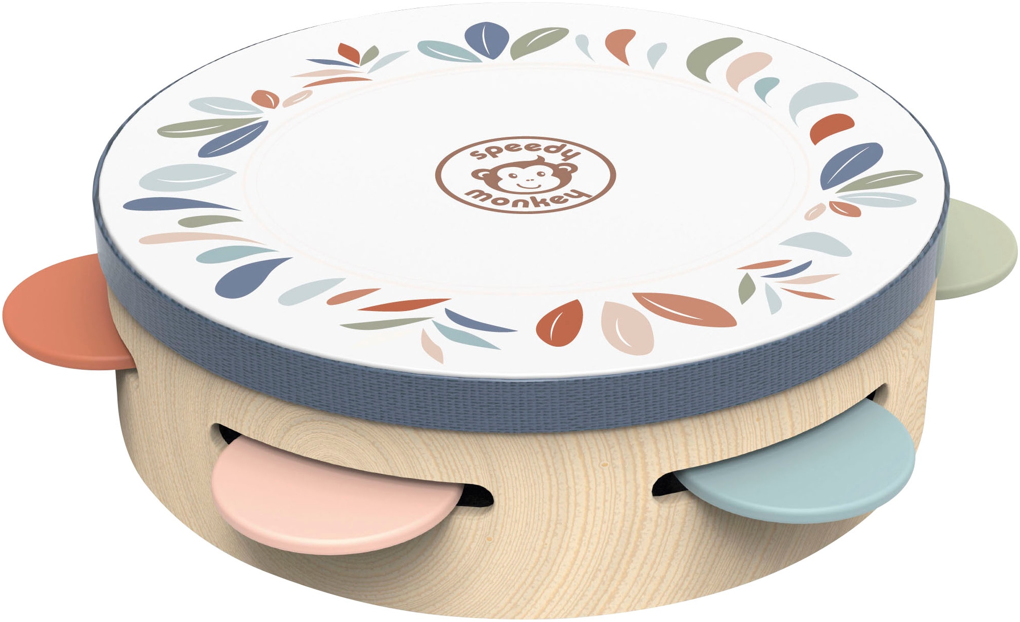 SPEEDY MONKEY Kinder Spielzeug-Musikinstrument "Tamburin", bunt, Holz, B:18cm H:2,5cm L:18cm, Spielzeug-Musikinstrumente, FSC - schützt Wald