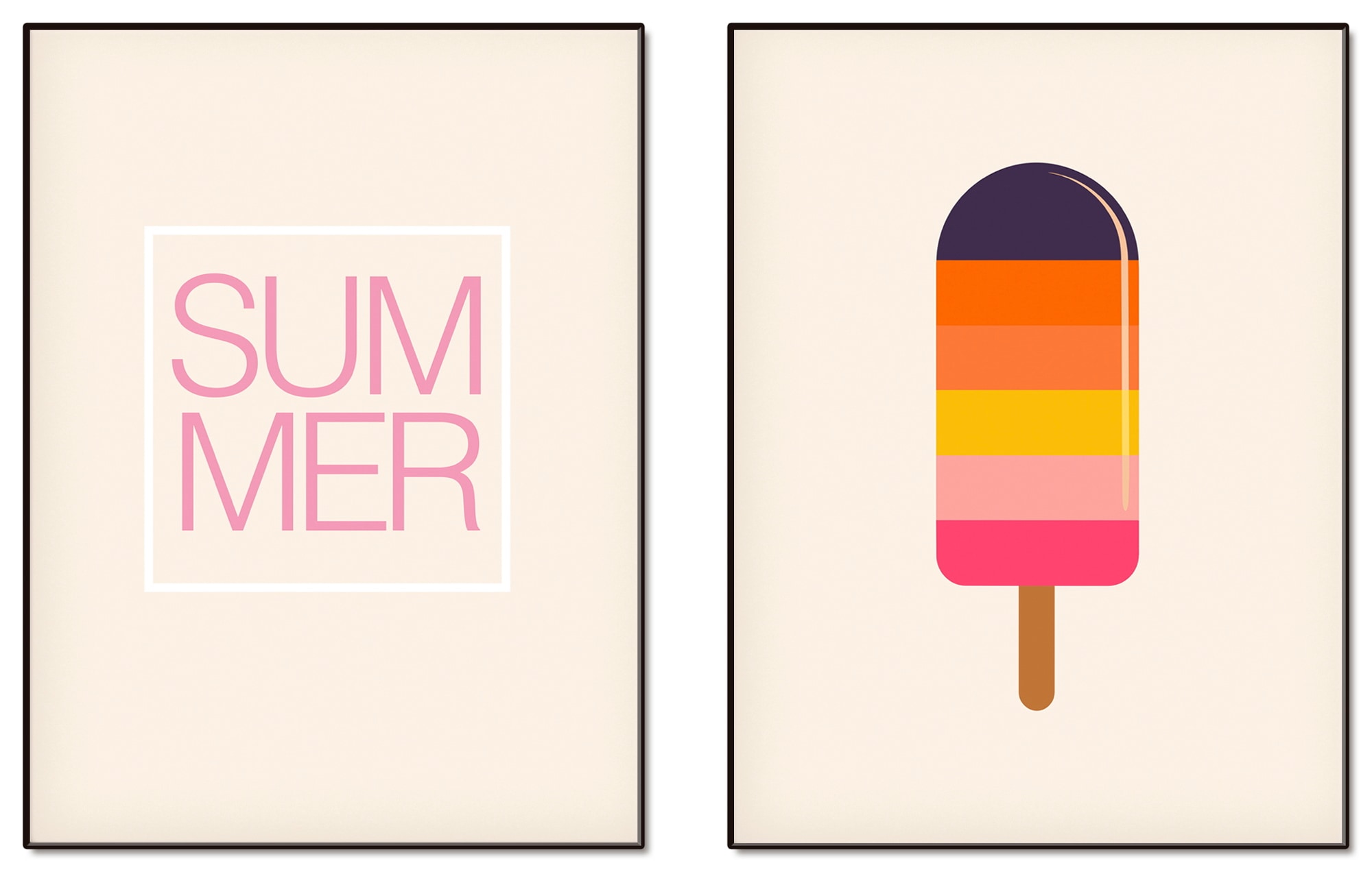 OTTO home Wandbild "Summer & Ice" Symbole Zeichen 2 Stk. tlg. als Poster oder Leinwandbilder Set
