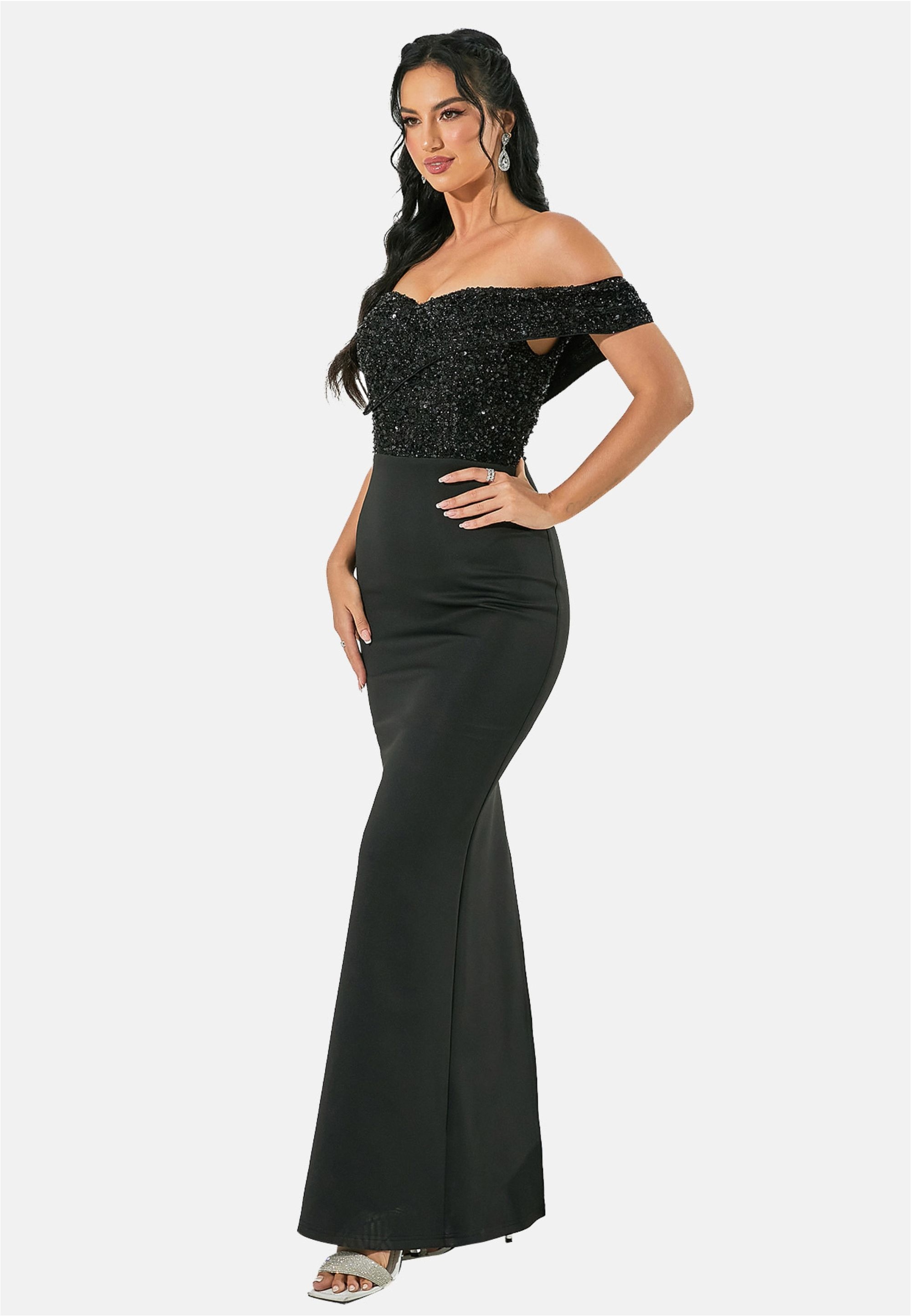 Moda Minx Jerseykleid, im schulterfreien Design