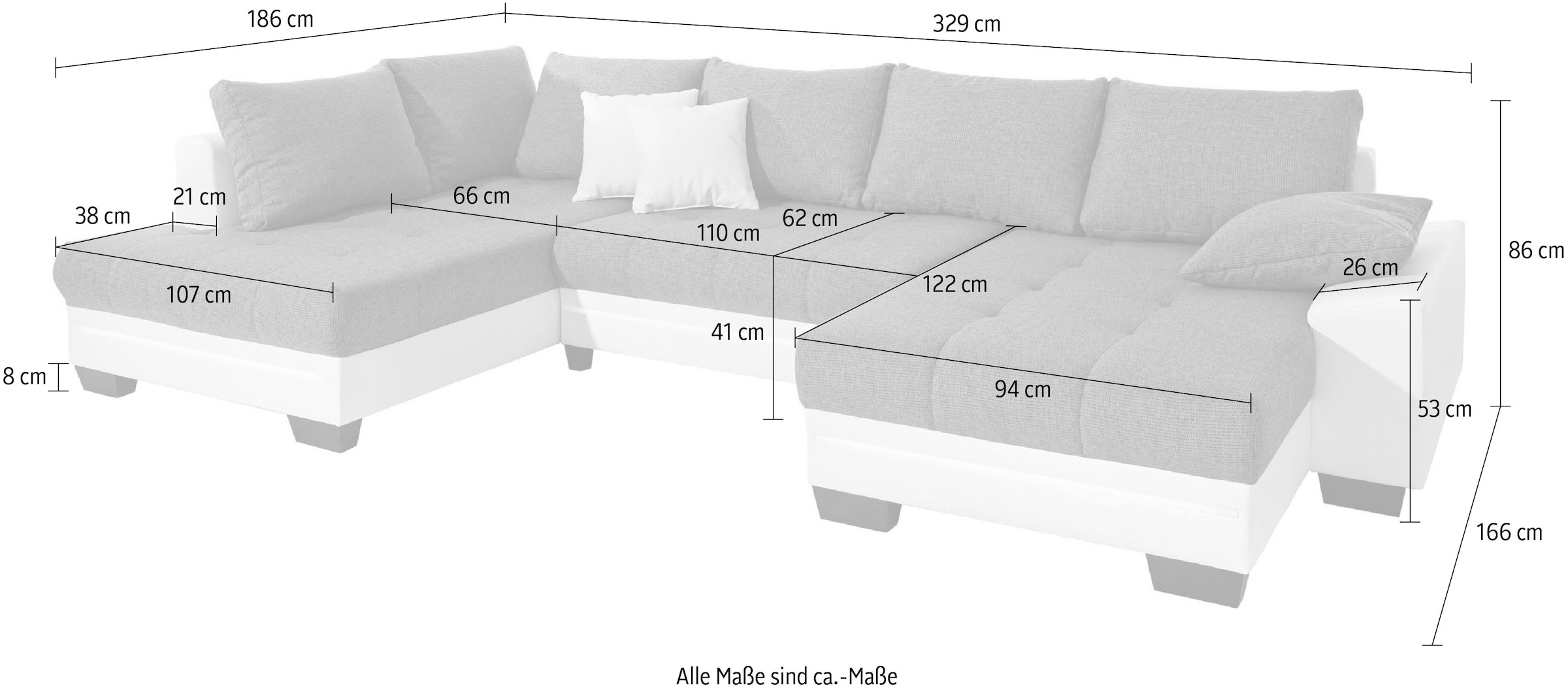 Mr. Couch Wohnlandschaft »Nikita U-Form«, Wahlweise mit Kaltschaum (140kg Belastung/Sitz), mit RGB-Beleuchtung