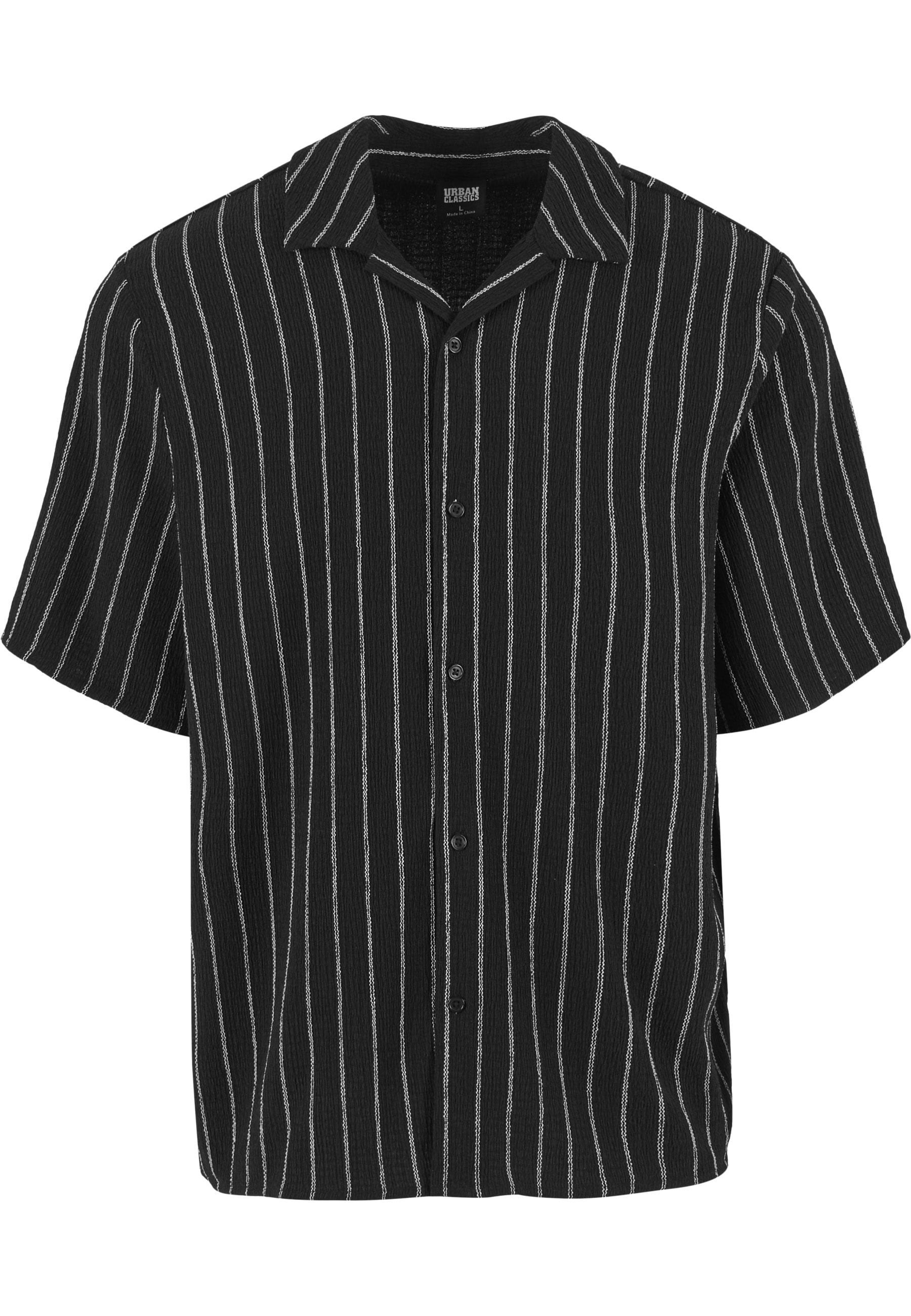 URBAN CLASSICS Langarmhemd "Urban Classics Striped Crinkle Resort Shirt" 1