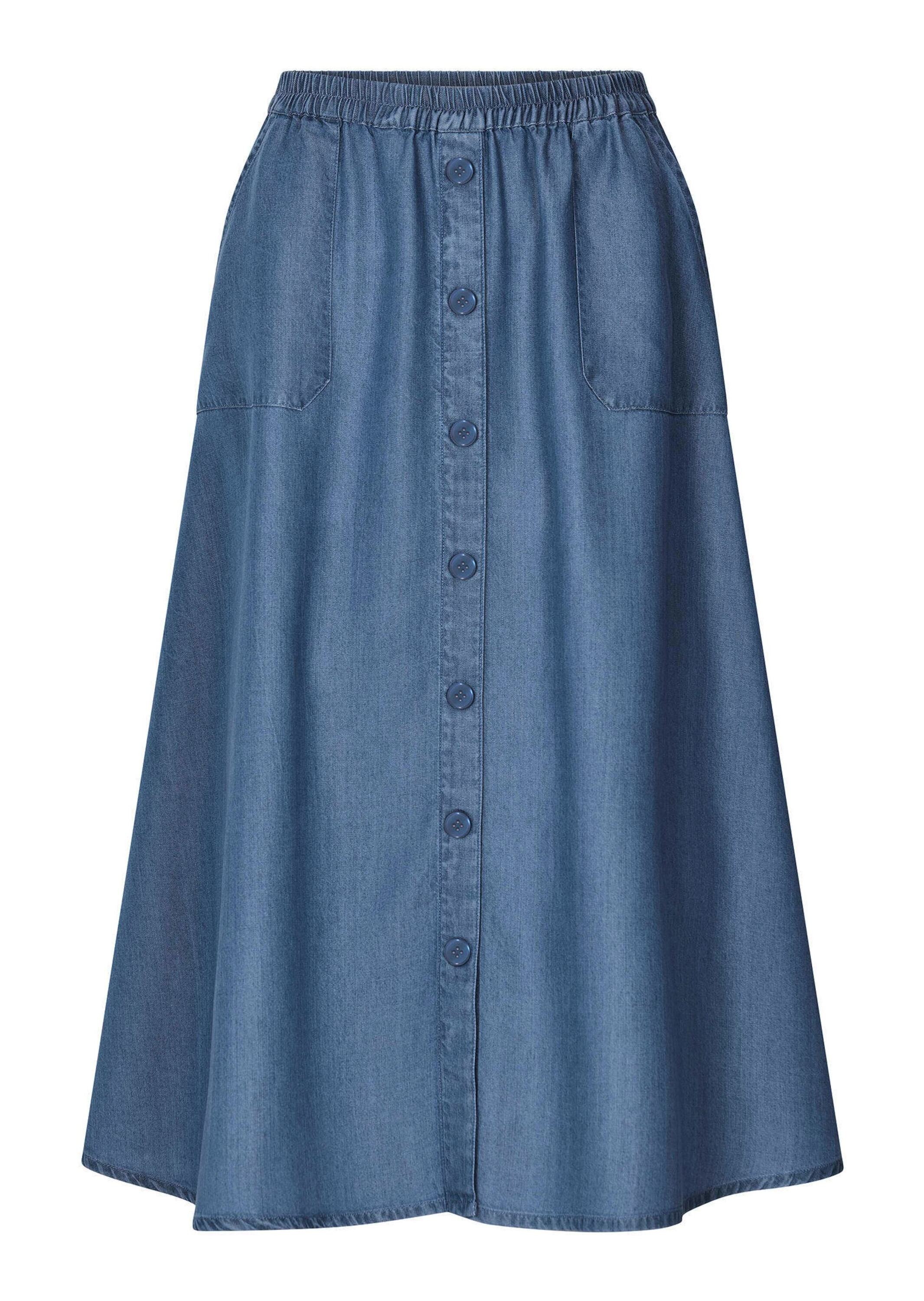 Schlupfrock GOLDNER "Tencel-Rock mit Taschen", Damen, Gr. 54, blau, Obermaterial: 100% Lyocell CLY., figurumspielend, Röcke, große Eingrifftaschen