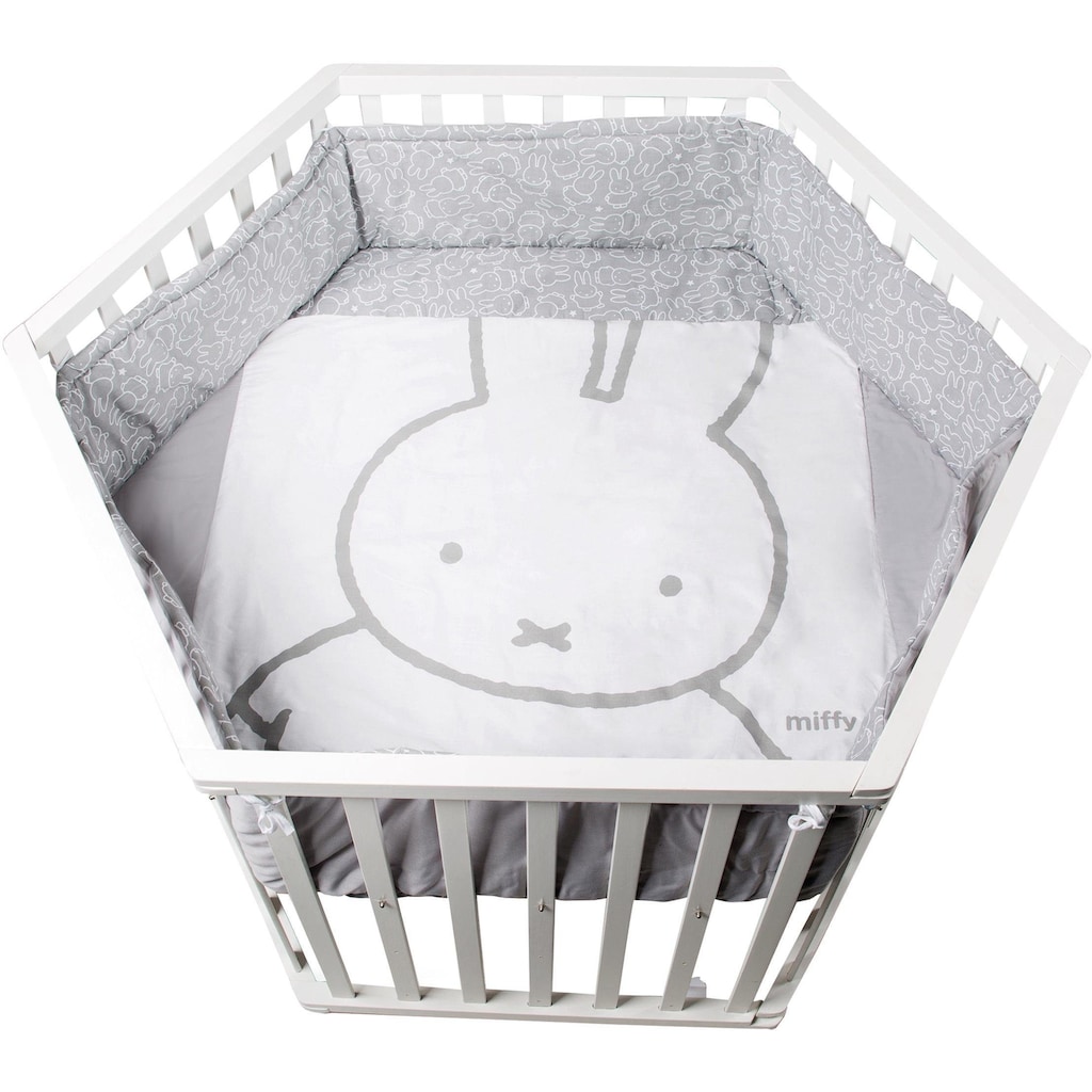 roba® Laufgitter »miffy®, weiß, 6-eckig«, bis 15 kg, mit Stoffeinlage und Nestchen