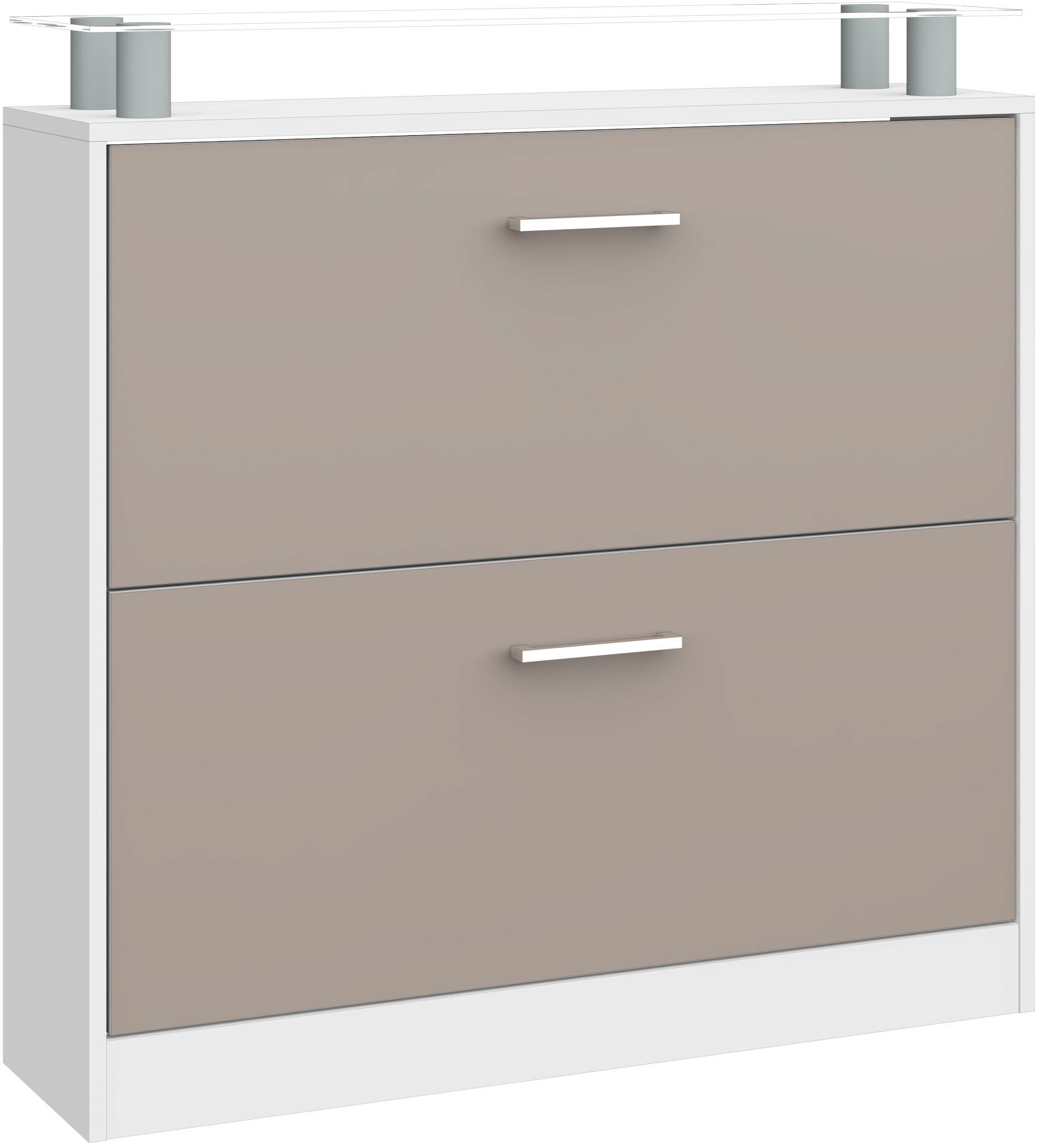 borchardt Möbel 1100000002199 "Finn, Schuhregal, Schuhkipper für 12-16 Paar Schuhe" Breite 89 cm, mit Glasablage