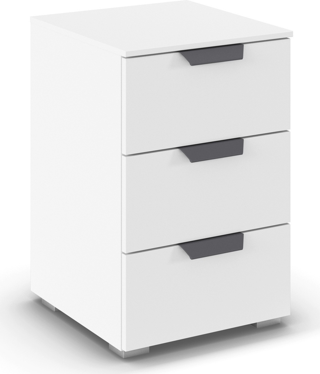 Nachtkommode RAUCH, B:40cm H:61cm T:42cmalpinweiß, griffe graumetallic, Holzwerkstoff, Sideboards, "Nachttisch Nachtkonsole COSTA mit farblich