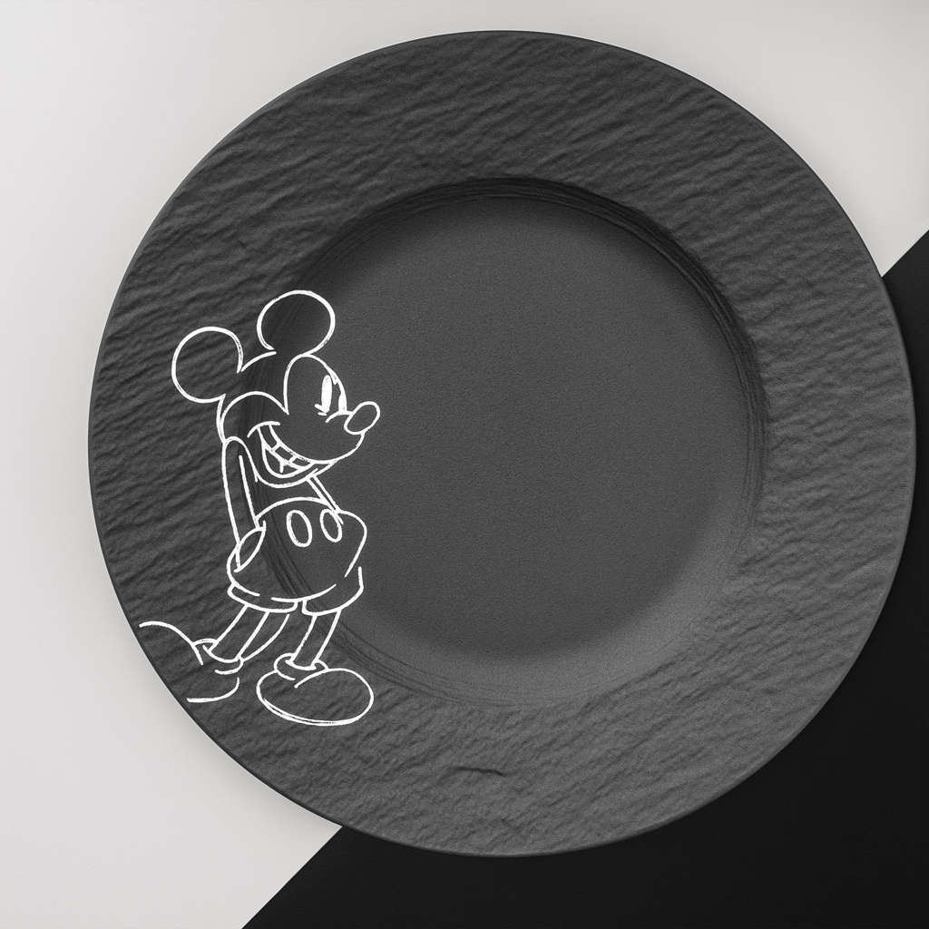 Villeroy & Boch Frühstücksteller »Frühstücks-/Dessertteller Manufacture Rock Mickey Mouse ø 21,7 cm 6er Set schwarz« Spülmaschinenfest, Mikrowellensicher