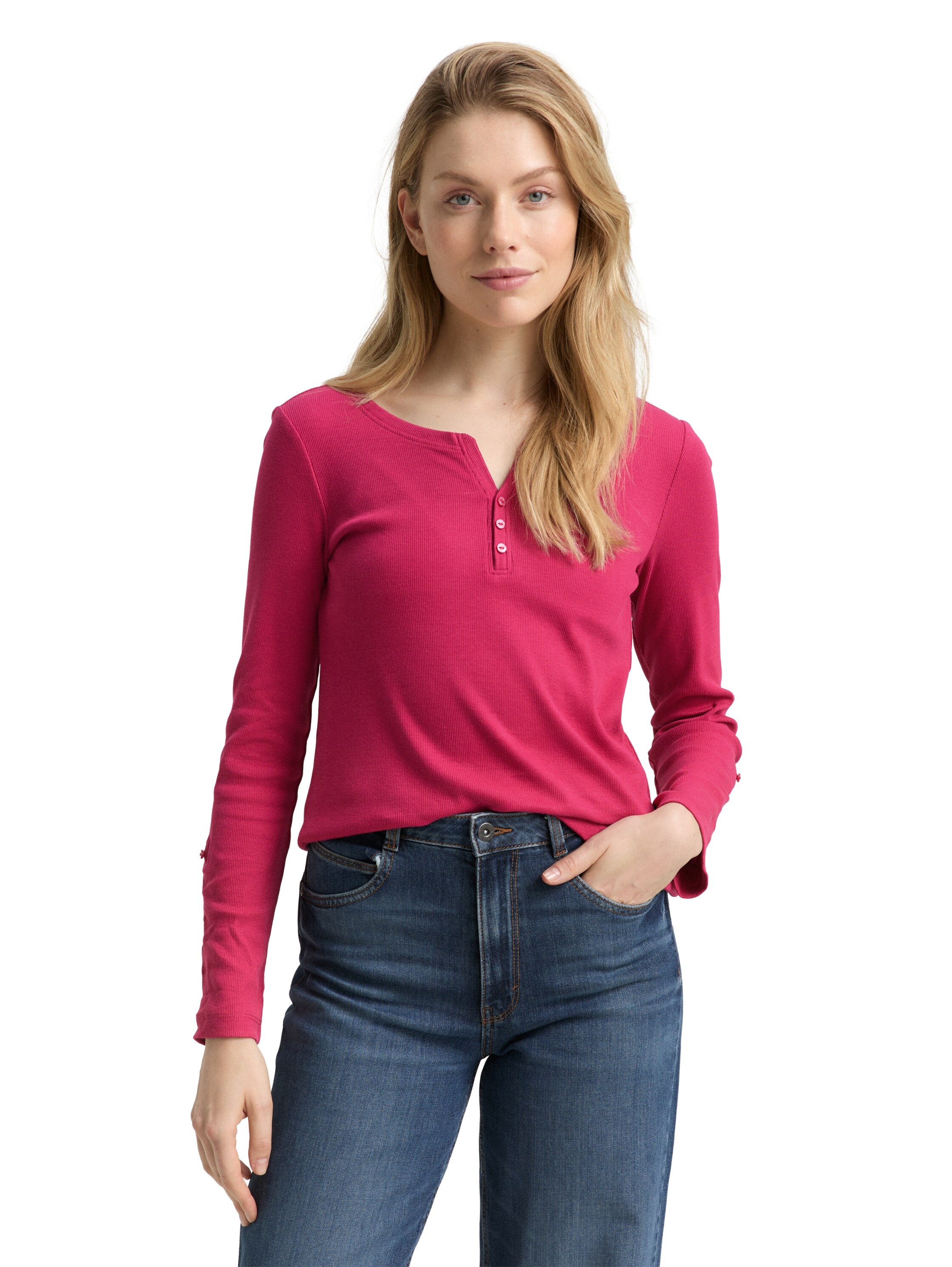 TOM TAILOR Henleyshirt mit Turn-Up-Arm günstig online kaufen