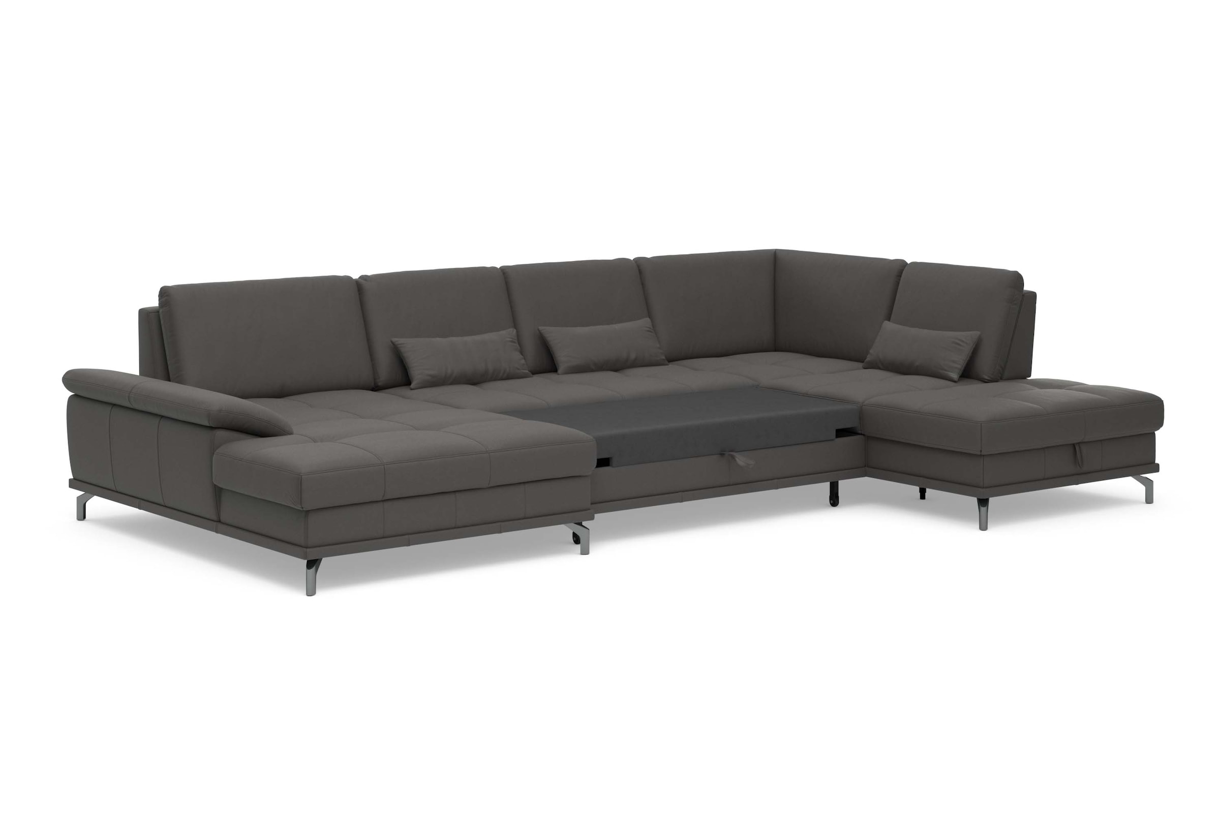 Places of Style Wohnlandschaft »Costello U-Form, mit Sitztiefenverstellung, Armteilverstellung und«, 3 Nierenkissen, optional Bettfunktion und Bettkasten