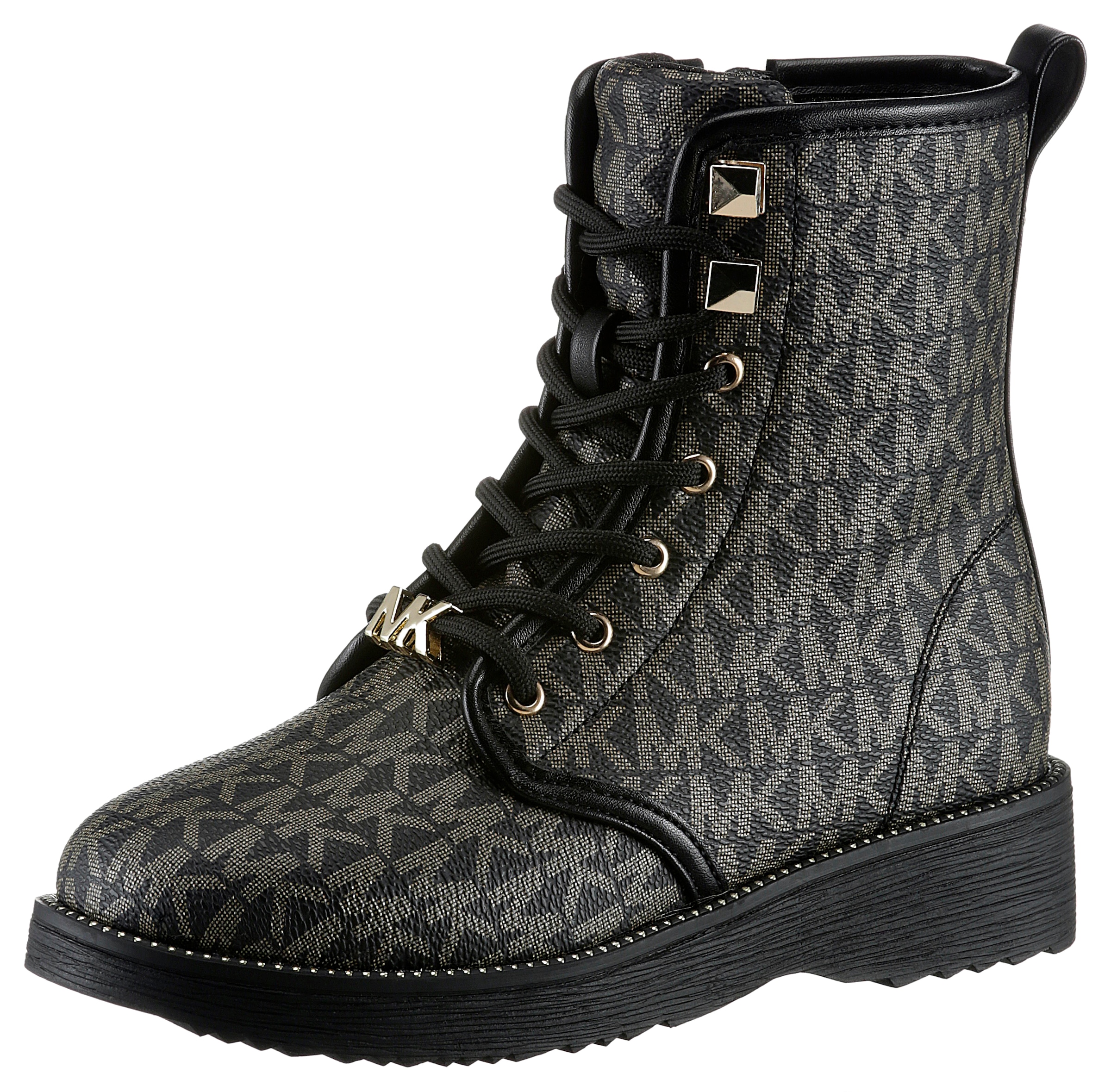 MICHAEL KORS KIDS Schnürboots "HASKELL LOGO", Monogramm Stiefel, Schnürstiefel, Winterstiefel mit Blockabsatz