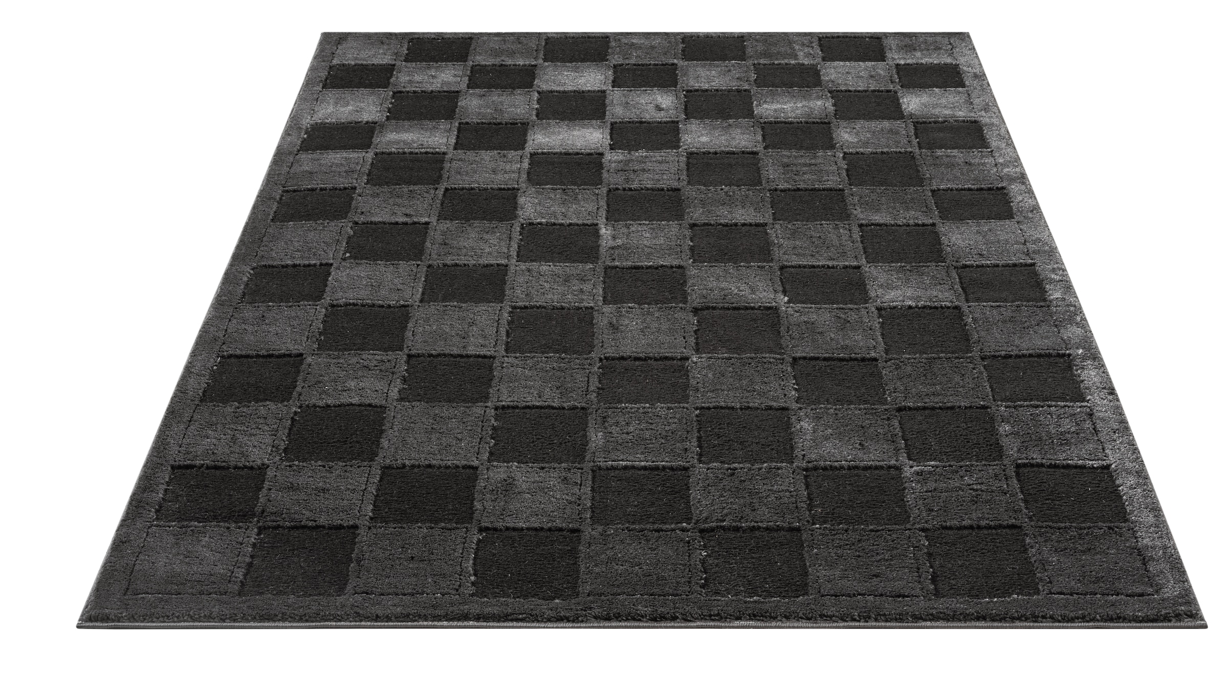 OTTO home Teppich »Belion, Hoch-Tief-Struktur«, rechteckig, 19 mm Höhe, leichter Glanz, Schachbrettmuster, Modern, Wohnzimmer, Schlafzimmer