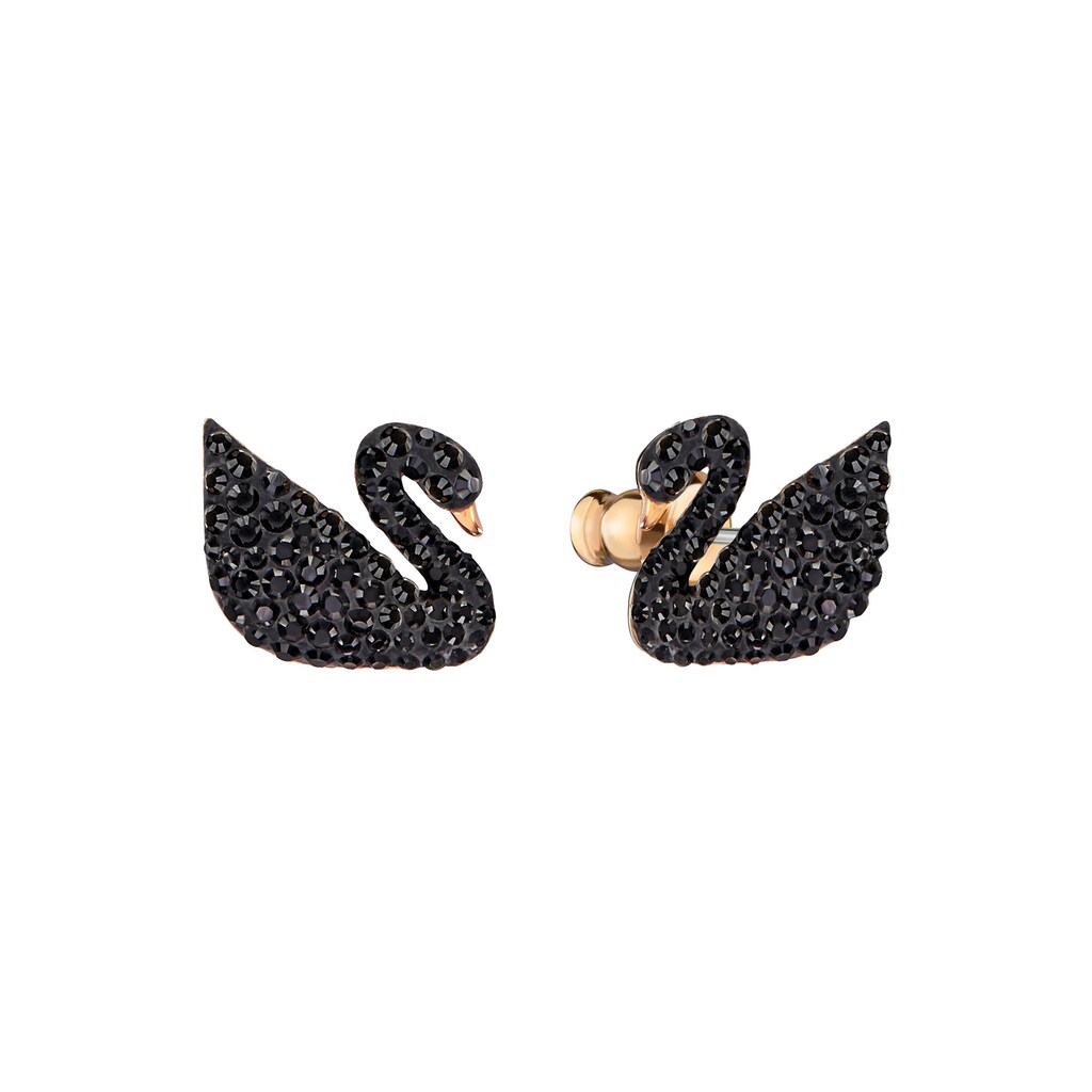 Swarovski Paar Ohrstecker »ICONIC SWAN JACKETS, SCHWARZ, ROSÈ VERGOLDUNG, 5193949«