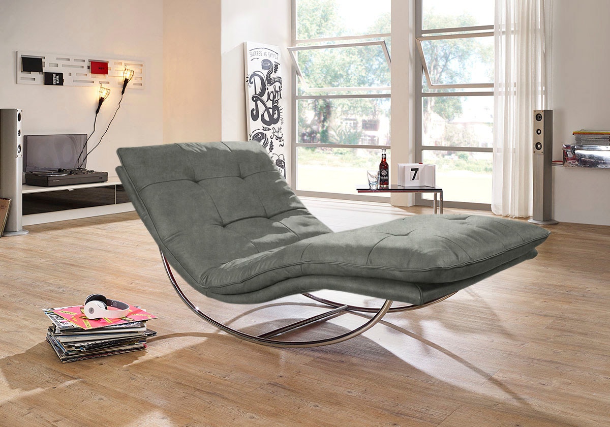 W.SCHILLIG Relaxliege »daily dreams«, in Waffelkissen-Optik, Schaukelgestell Chrom glänzend, in 2 Breiten