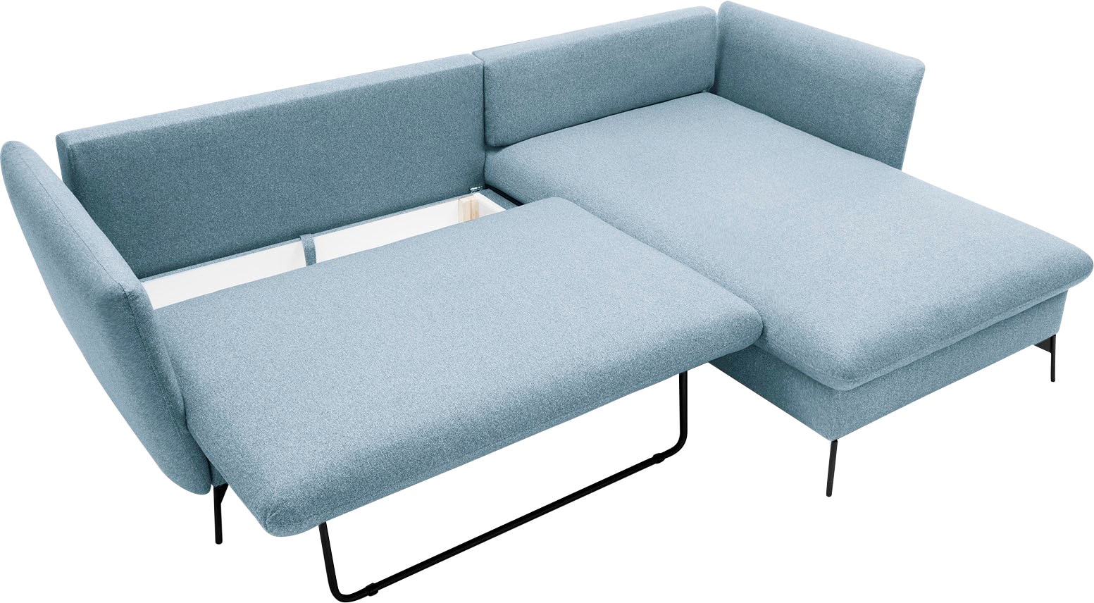 andas Ecksofa »LIVORNO,258 cm, L-Form,«, Schlaffunktion u. Bettkasten (139/224cm), Samt, Struktur, Webstoff