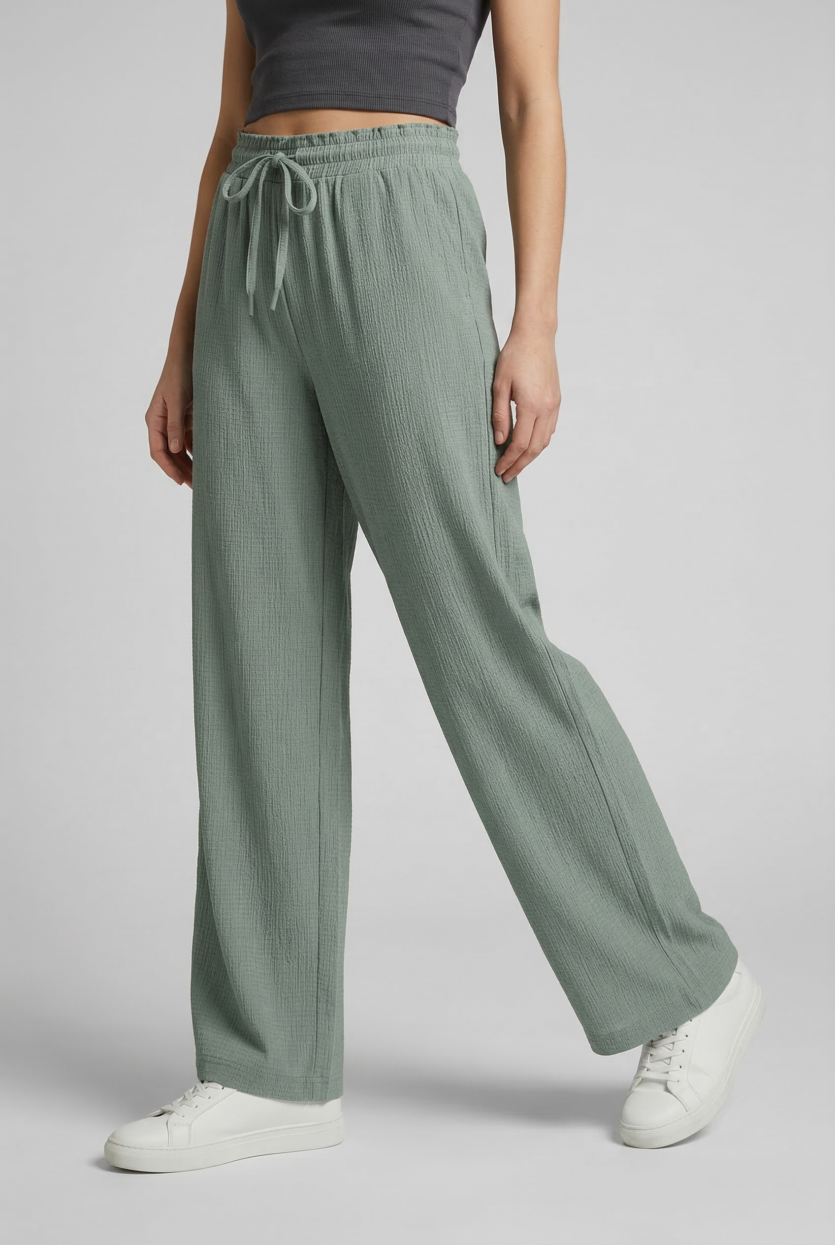 ONLY Schlupfhose "ONLALTA MW STRING WIDE PANT PNT ZLO" Materialmix, weite Beinform