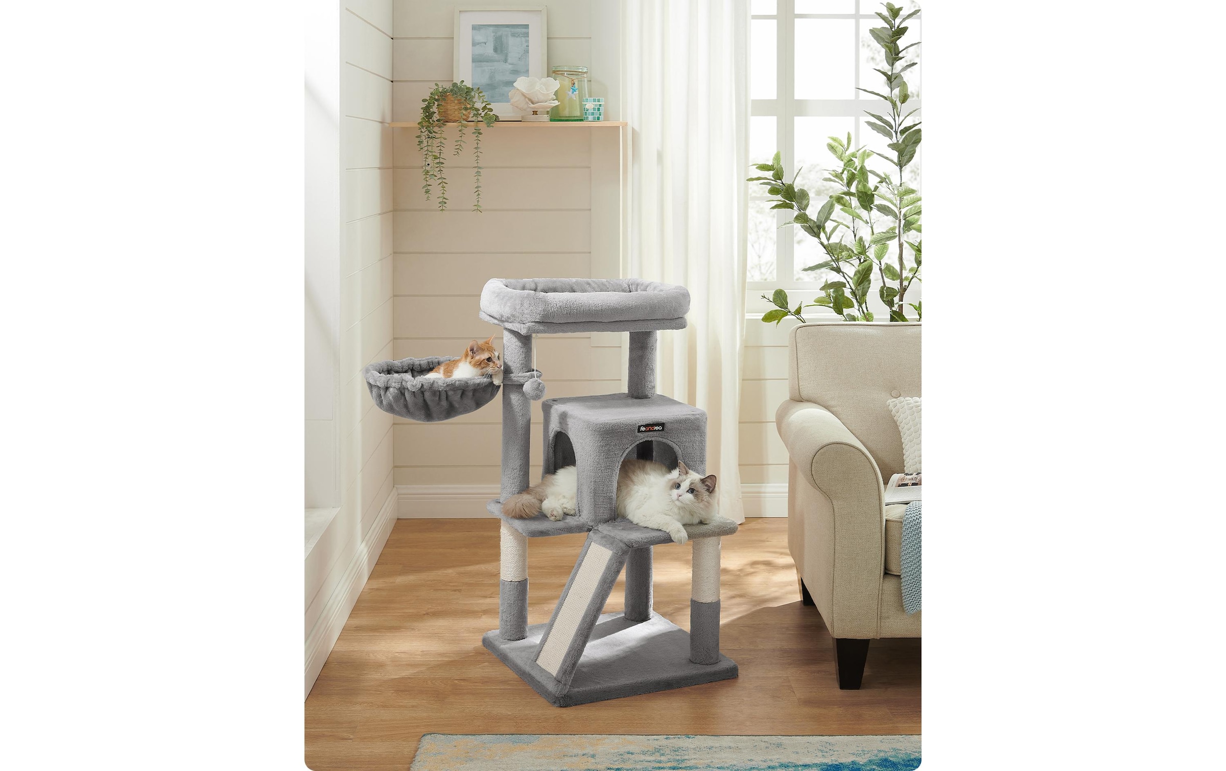 FEANDREA Kratzbaum »96 cm, Grau/Beige« 96 cm hoch