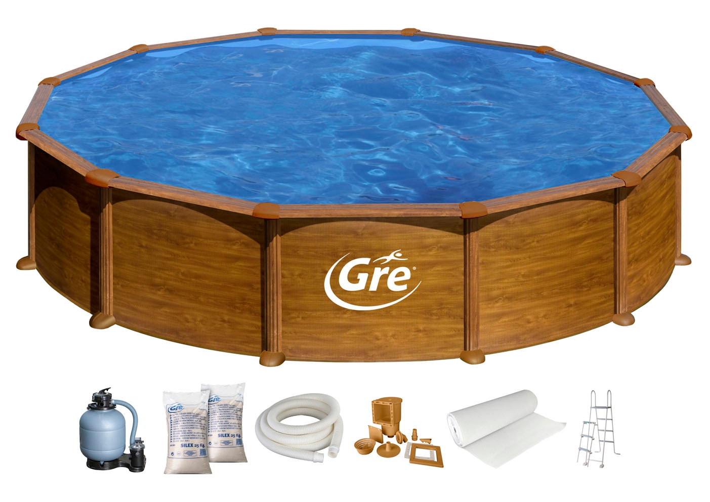 Gre Rundpool »Mauritius inkl. Zubehör«, (Komplett-Set, 7 tlg.), Höhe: 132 cm, in versch. Größen erhältlich