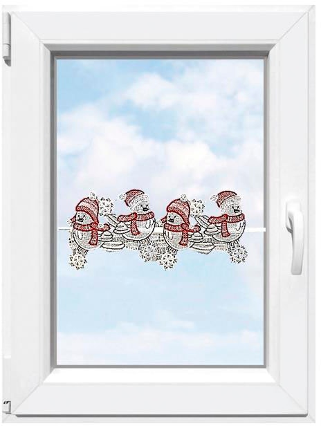 Stickereien Plauen Scheibengardine "Wintervögel" Stangendurchzug 1 Stk. tlg günstig online kaufen