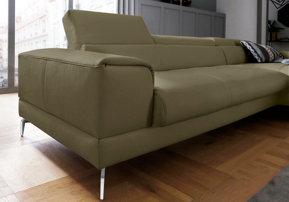 Thumbnail - W.SCHILLIG Ecksofa "piedroo, Designsofa mit tollem Sitzkomfort, elegant und bequem, L-Form", Kopfteilverstellung, wahlwe...